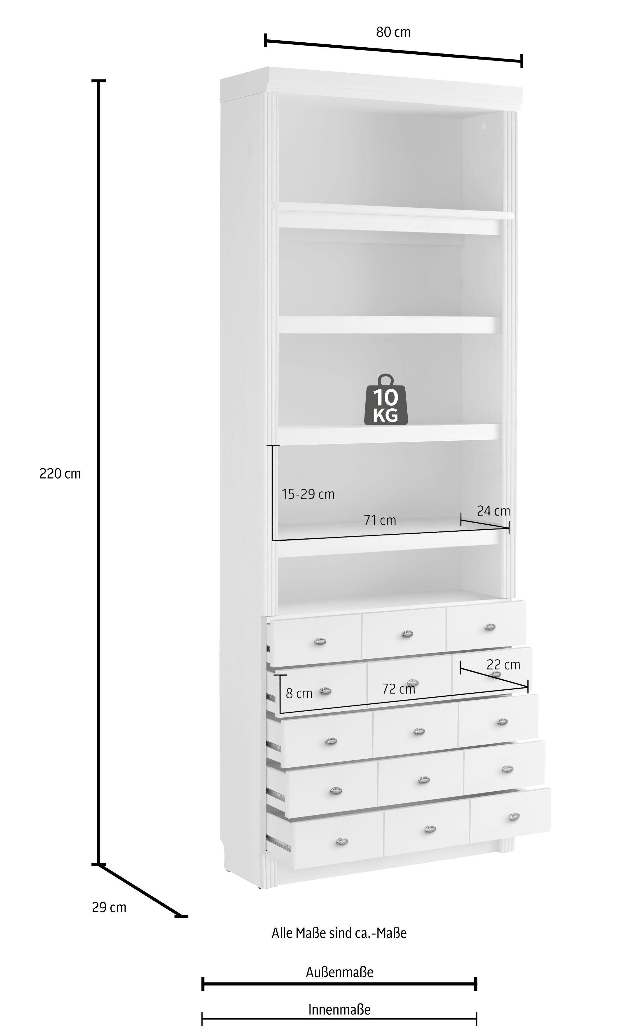 Home affaire Boekenkast Soeren van massief grenen, in 2 hoogten, diepte 29 cm, met 5 laden