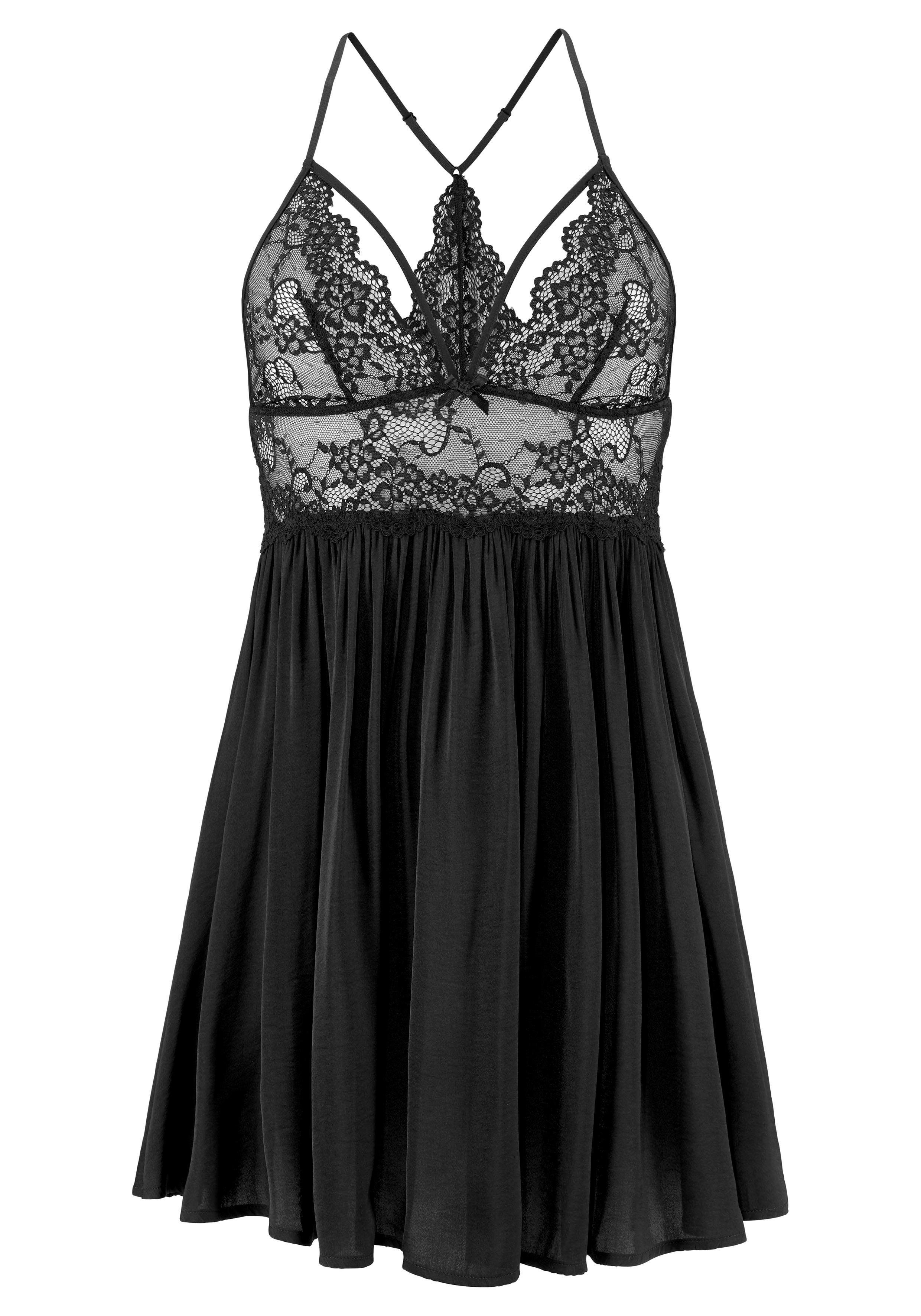 Lascana Negligé zonder beugel van edel kant en satijn, sexy lingerie, verleidelijke ondergoed