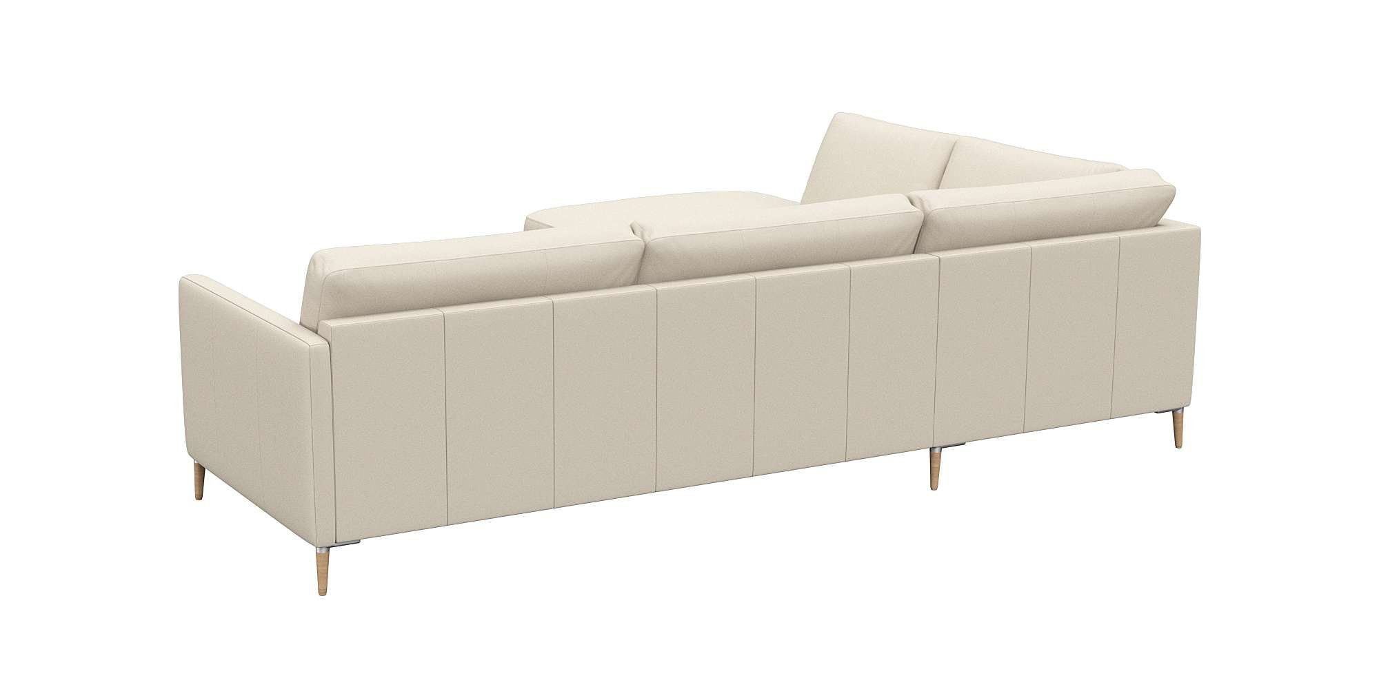 FLEXLUX Hoekbank Fiore, L-vorm smalle armleuningen, koudschuim, aluminium + eiken poten