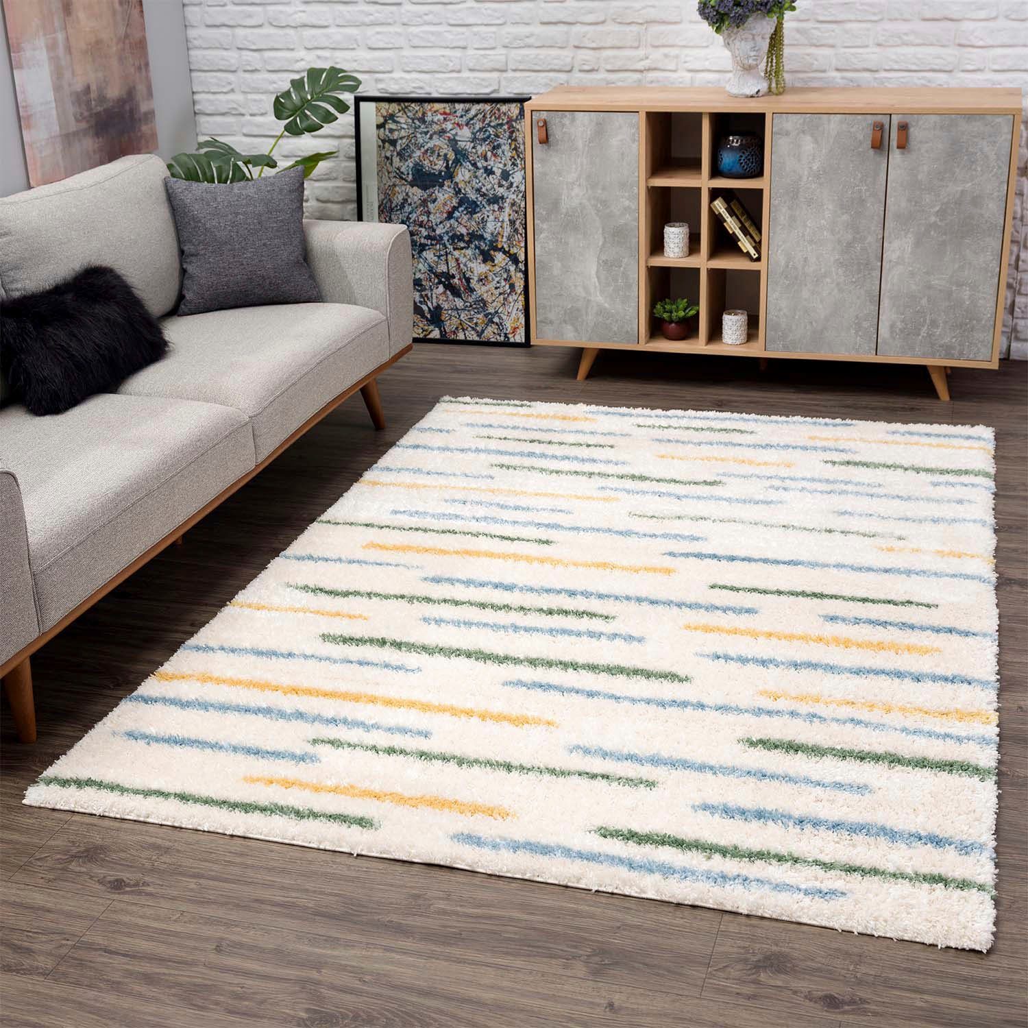 Carpet City Hoogpolig vloerkleed Pulpy 562 bijzonder zacht, strepen, woonkamer, slaapkamer, kinderkamer