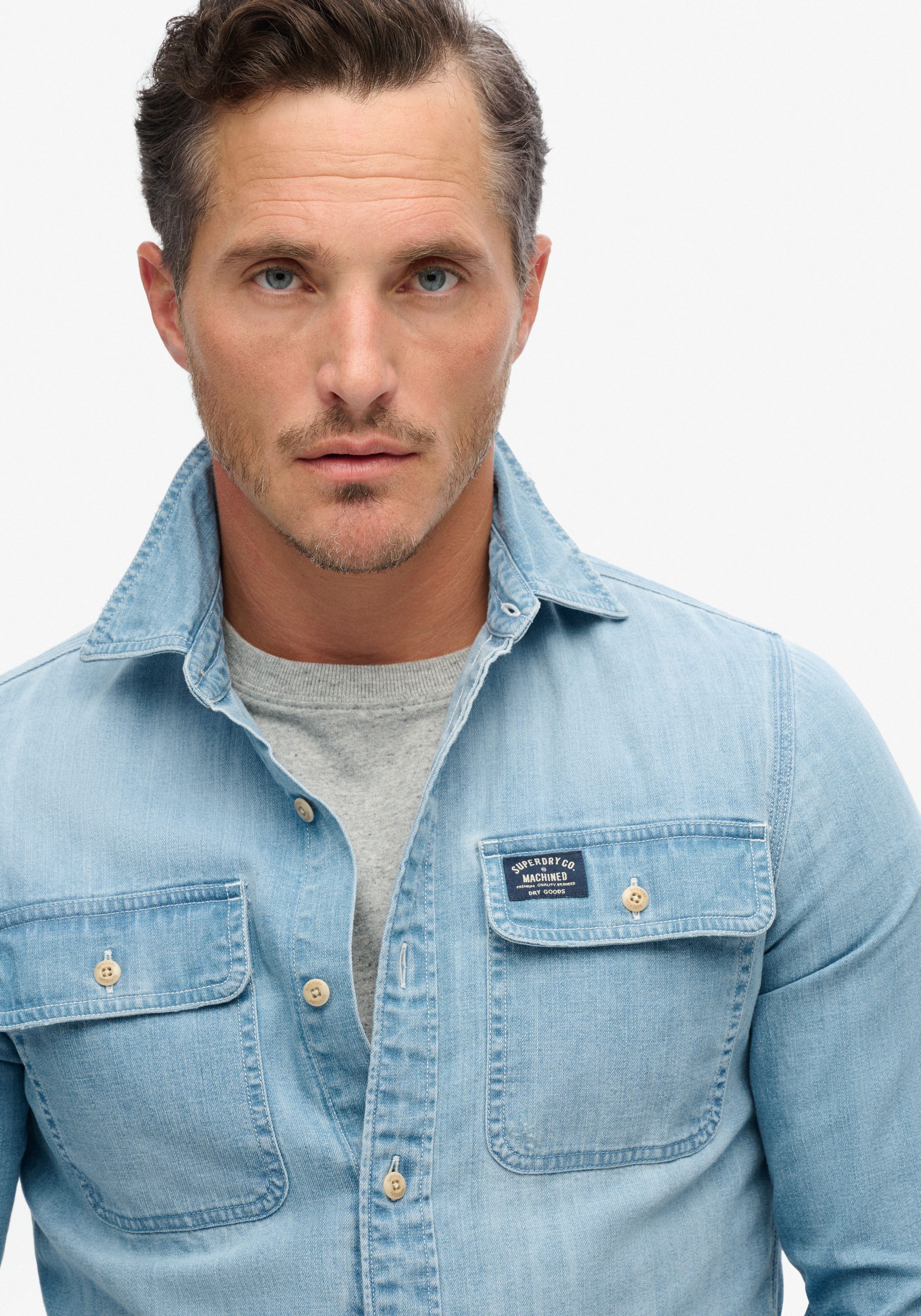 Superdry Overhemd met lange mouwen EMBROIDERED WORKWEAR SHIRT