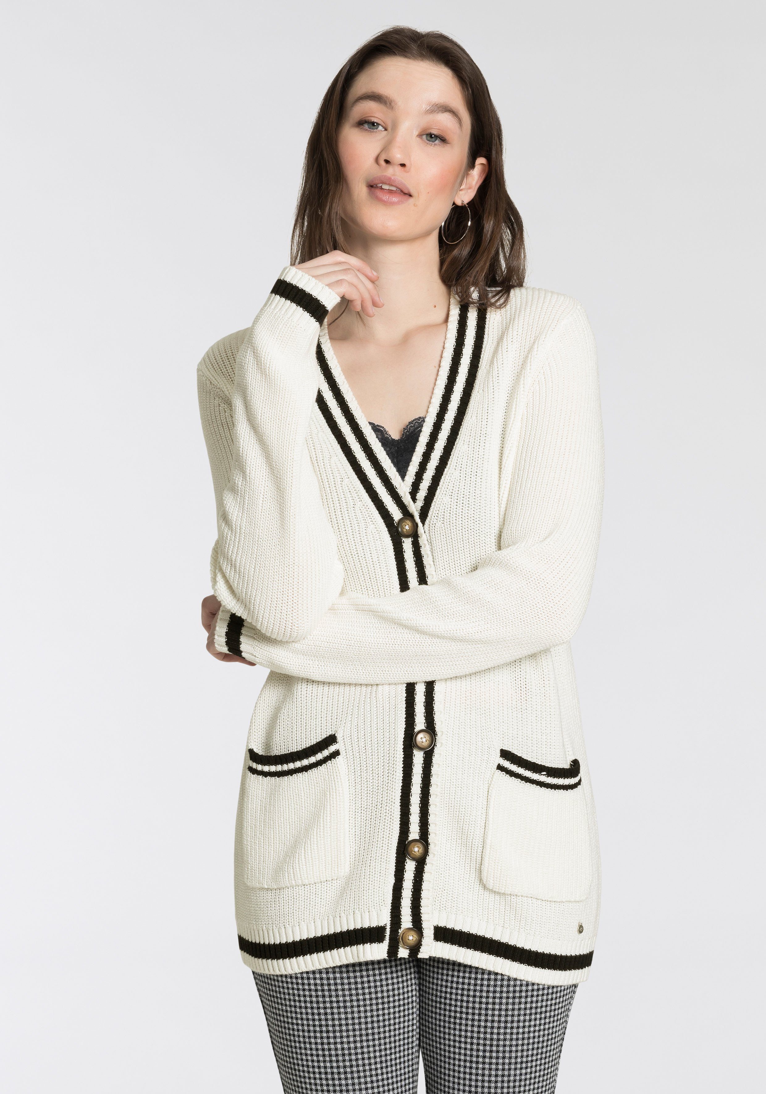 AJC Cardigan in college-look met contraststrepen - nieuwe collectie