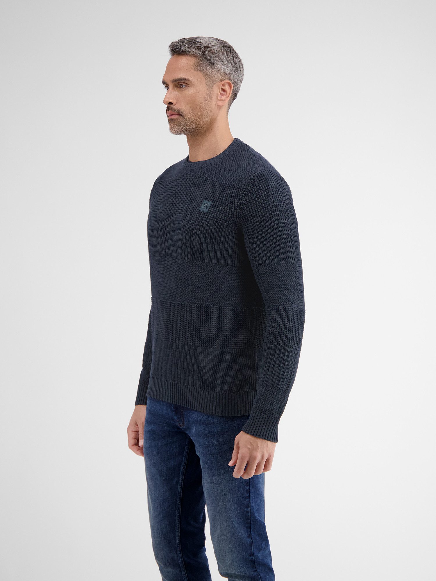 Lerros Gebreide trui LERROS heren pullover in structuurbrei kwaliteit