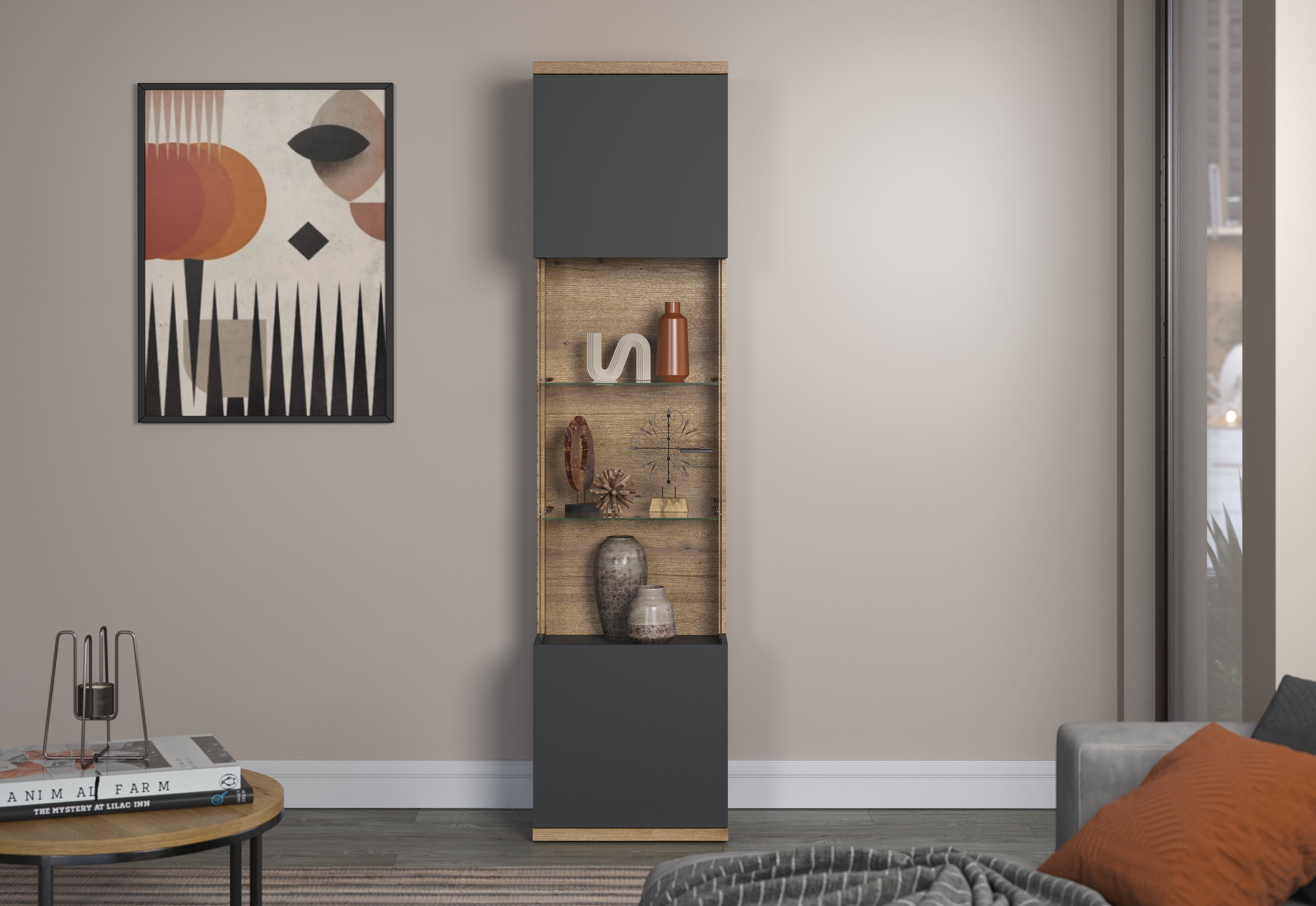 INOSIGN Vitrinekast GALWAY Woonkamer vitrine in ribbellook en royale presentatieoppervlak