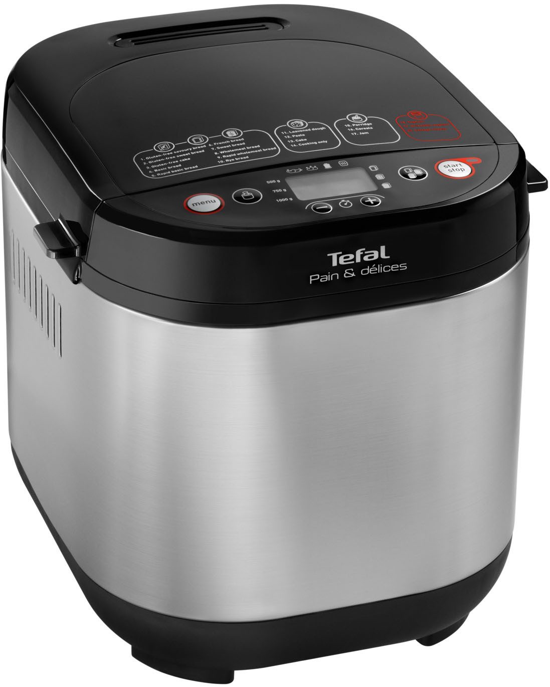 Tefal Broodbakmachine Pain & Délices, 20 bakprogramma's, 3 broodmaten en bruiningsgraden 3 broodformaten & bruiningsgraden, ook voor andere deegsoorten, pf240e