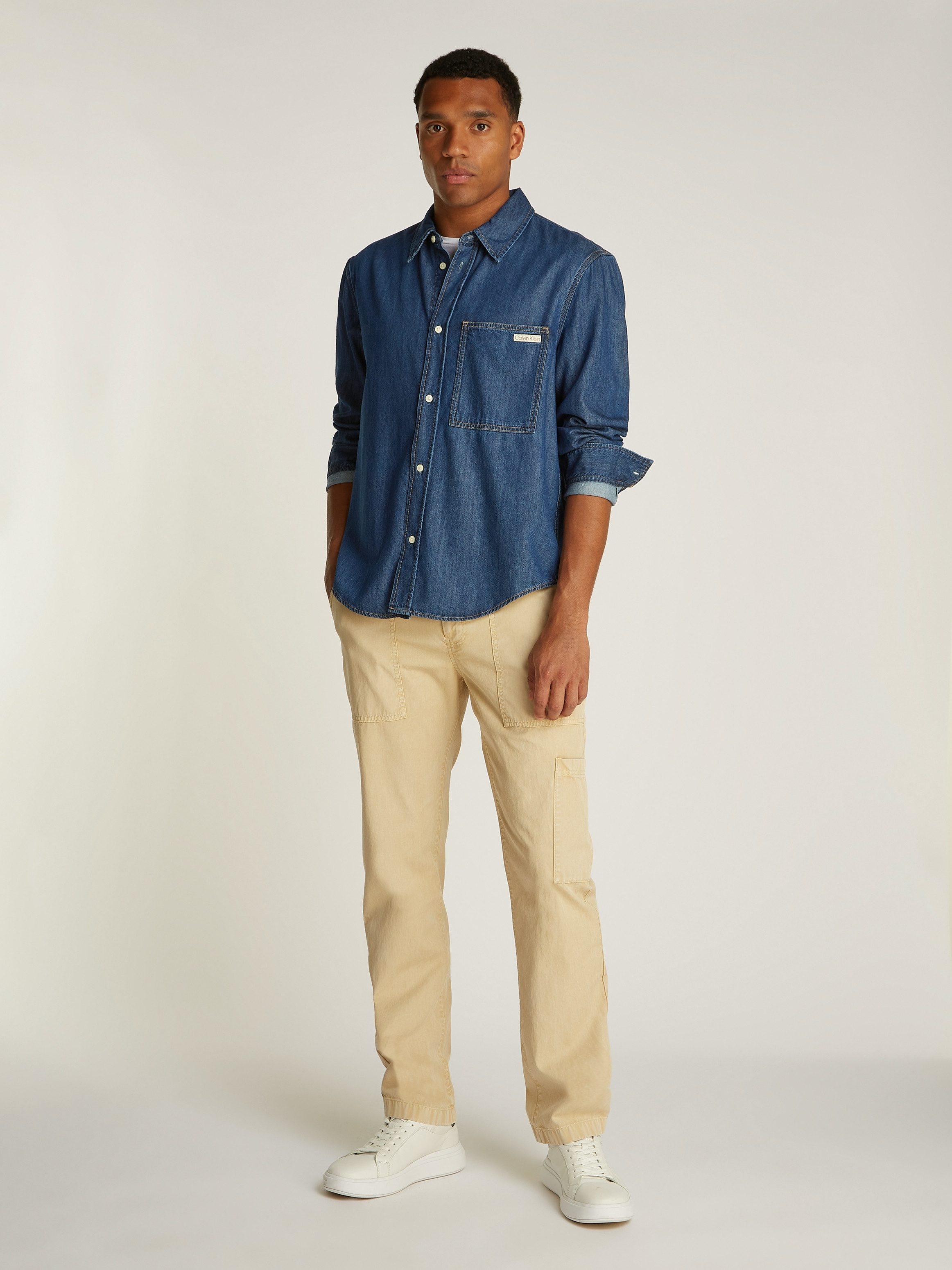 Calvin Klein Jeans overhemd REGULAR DENIM SHIRT Logoborduring borstzak