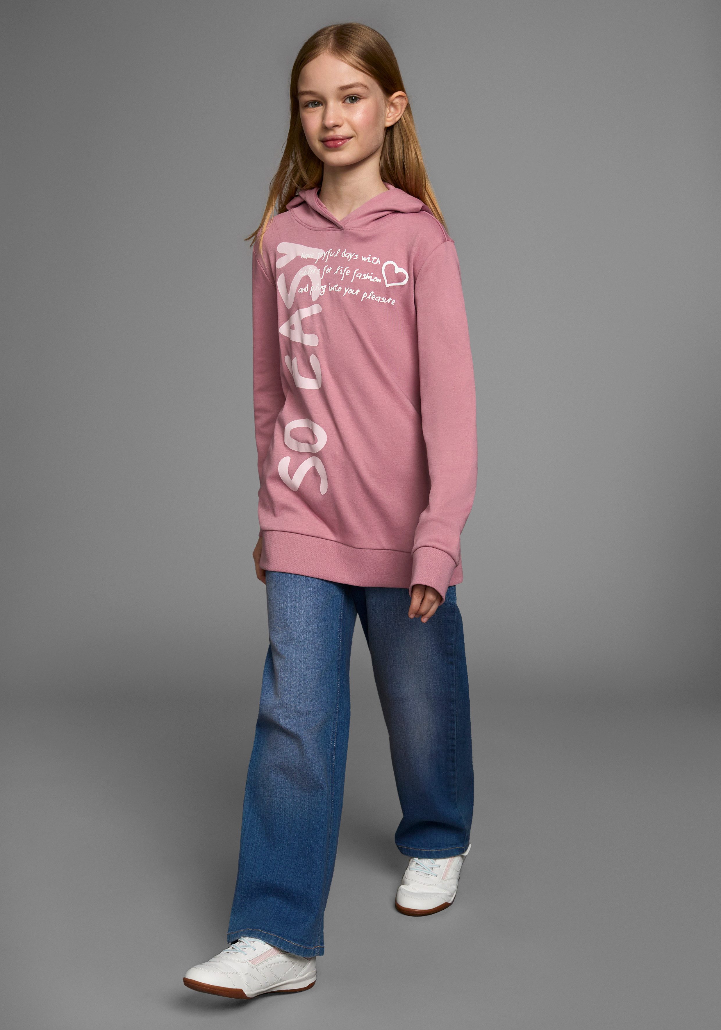 KIDSWORLD Capuchonshirt SO EASY - Print Lange mouwen, basic pasvorm, met modieuze prints