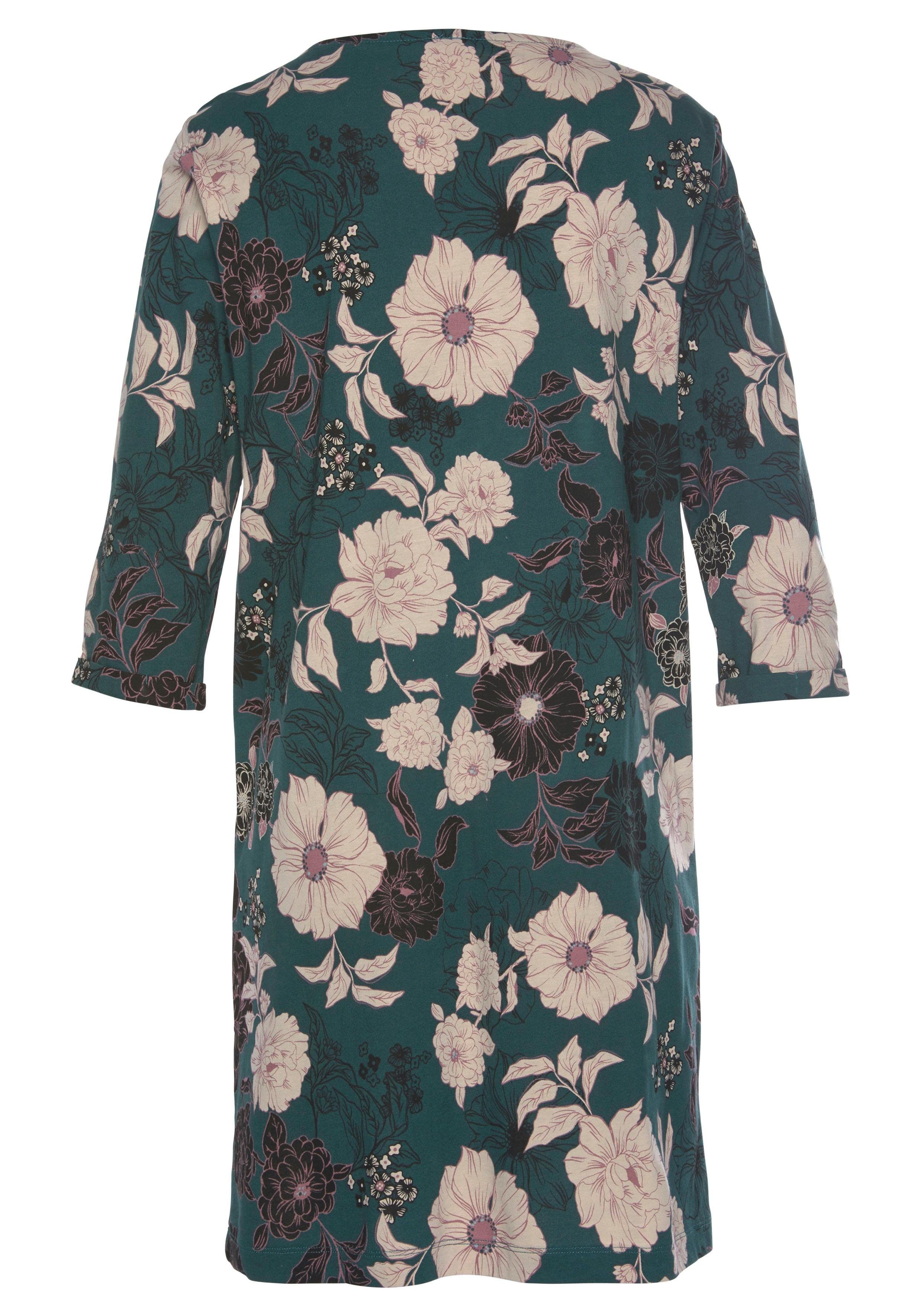 s.Oliver RED LABEL Beachwear Nachthemd bloemmotief met 3/4-mouwen