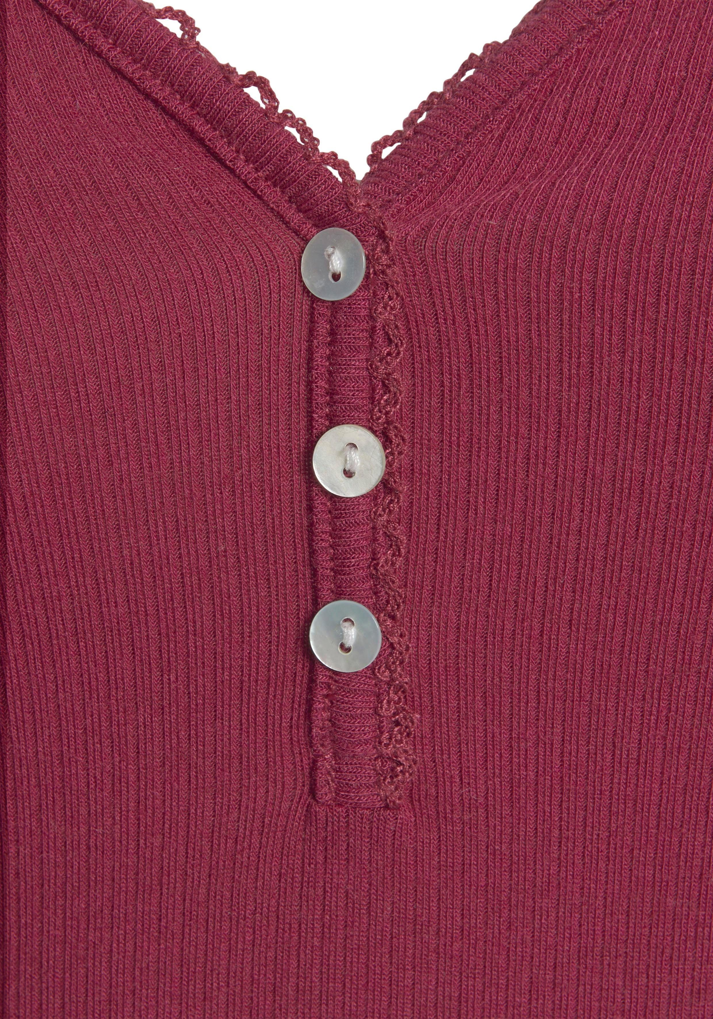 s.Oliver RED LABEL Beachwear Pyjama top van geribbelde stof met sierknopsluiting