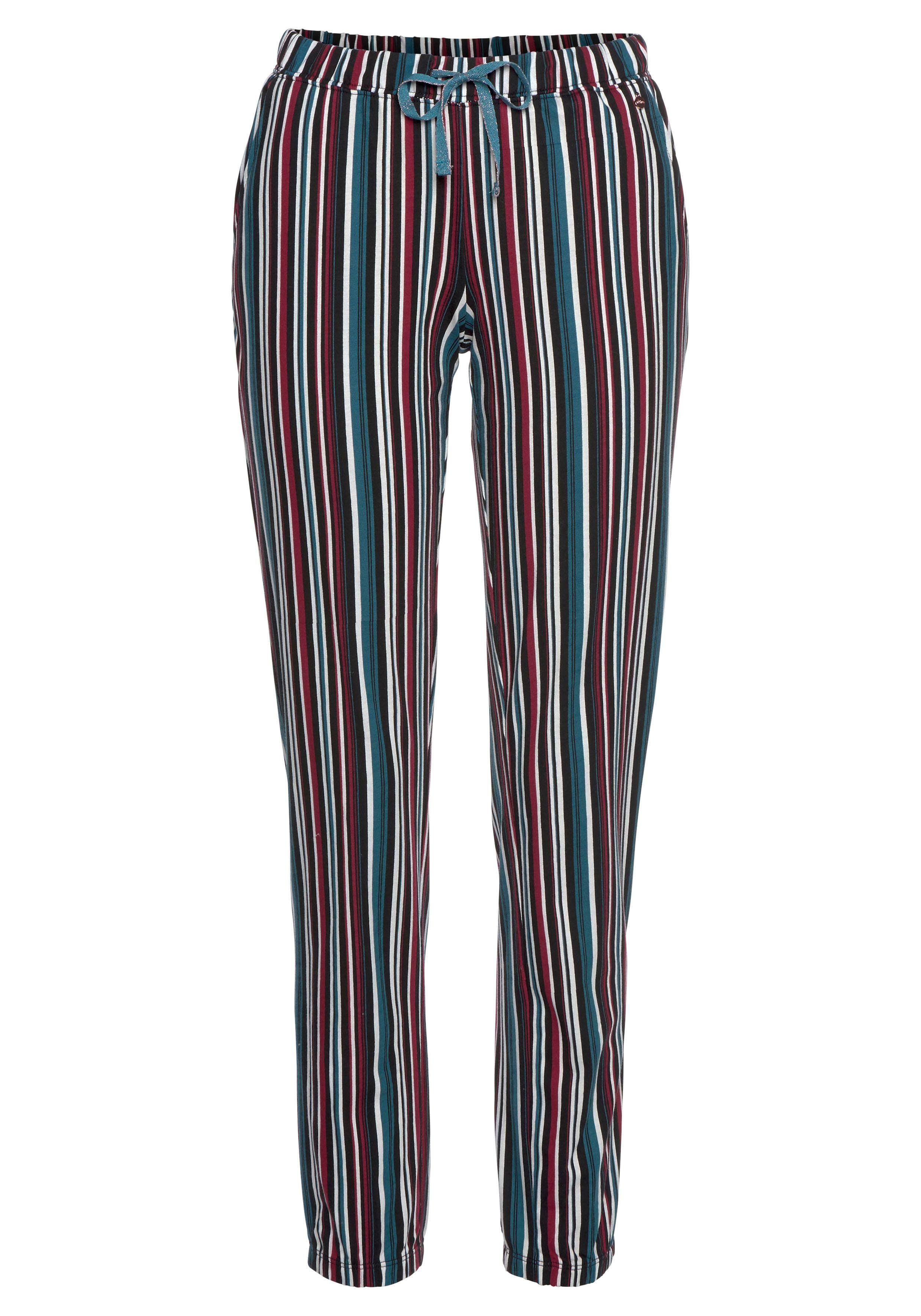 s.Oliver RED LABEL Beachwear Pyjamabroek met motief all-over en contrastkleurige koord