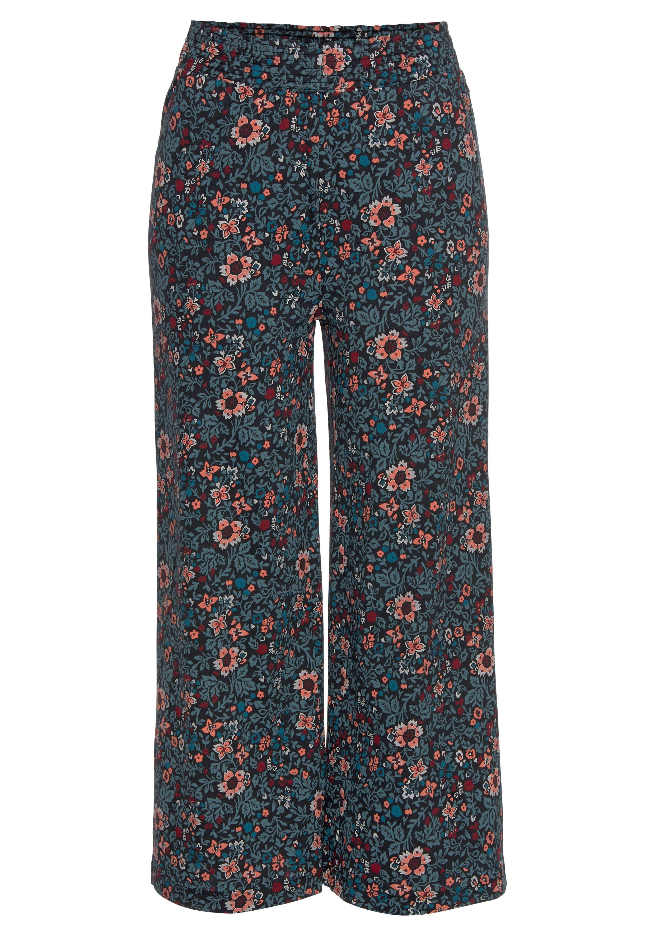 s.oliver red label beachwear pyjamabroek motief all-over met elastische band blauw