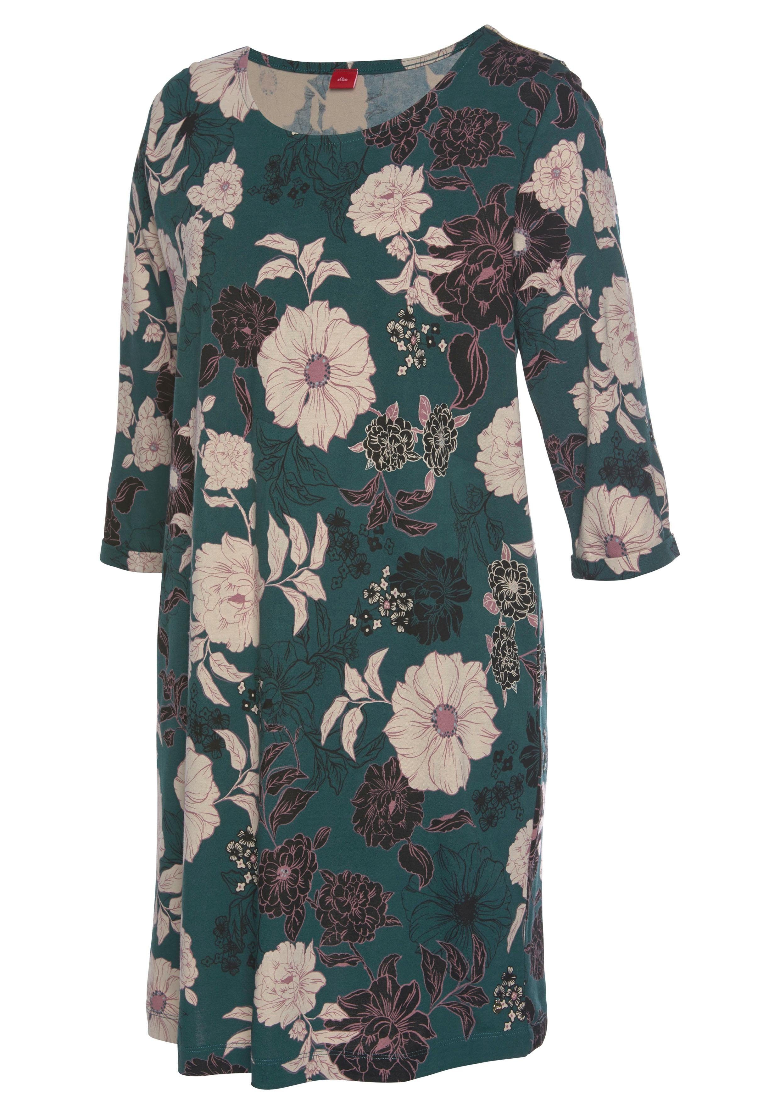 s.Oliver RED LABEL Beachwear Nachthemd bloemmotief met 3/4-mouwen