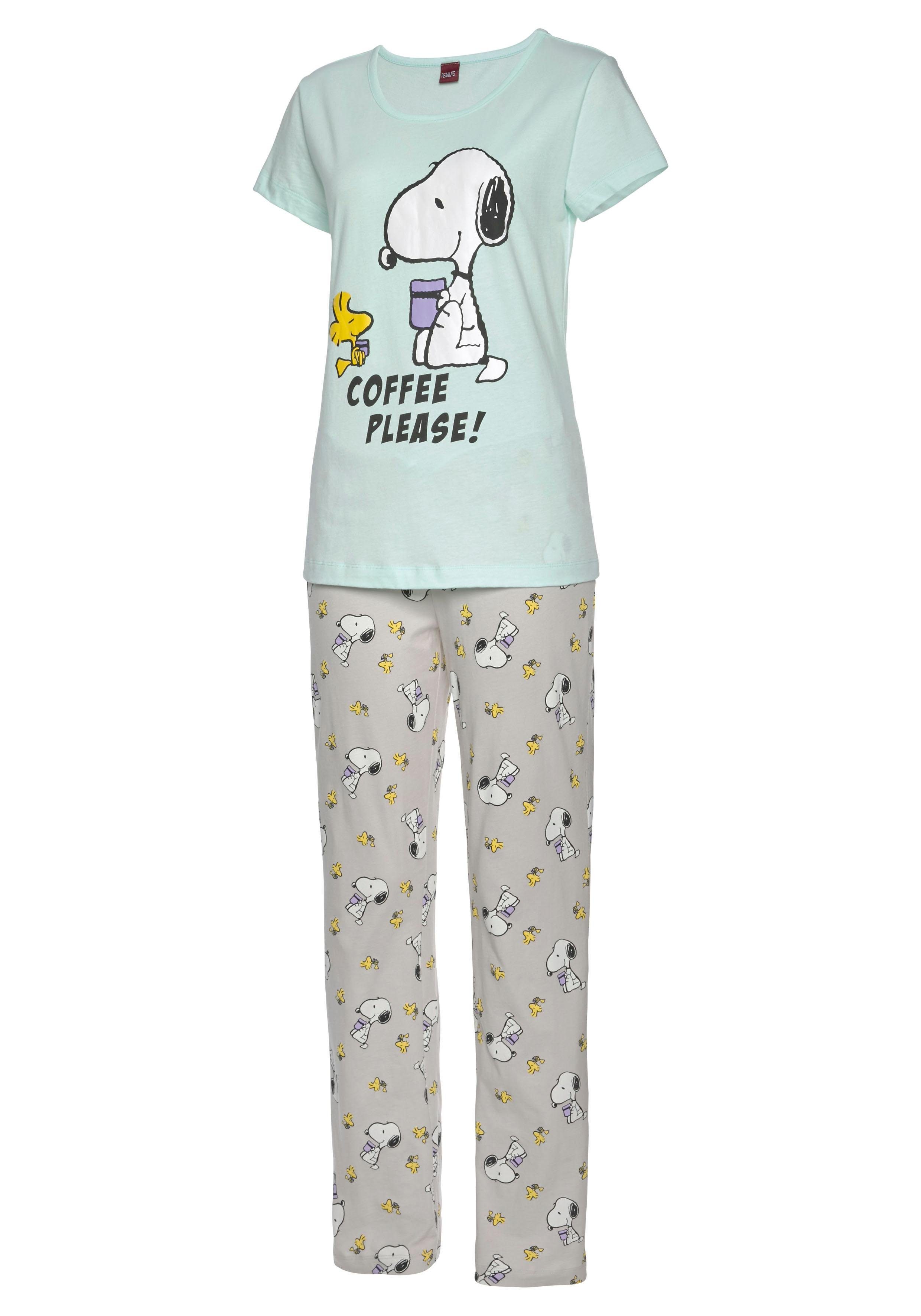 Peanuts Pyjama met snoopy- en woodstock-print (2-delig, 1 stuk)