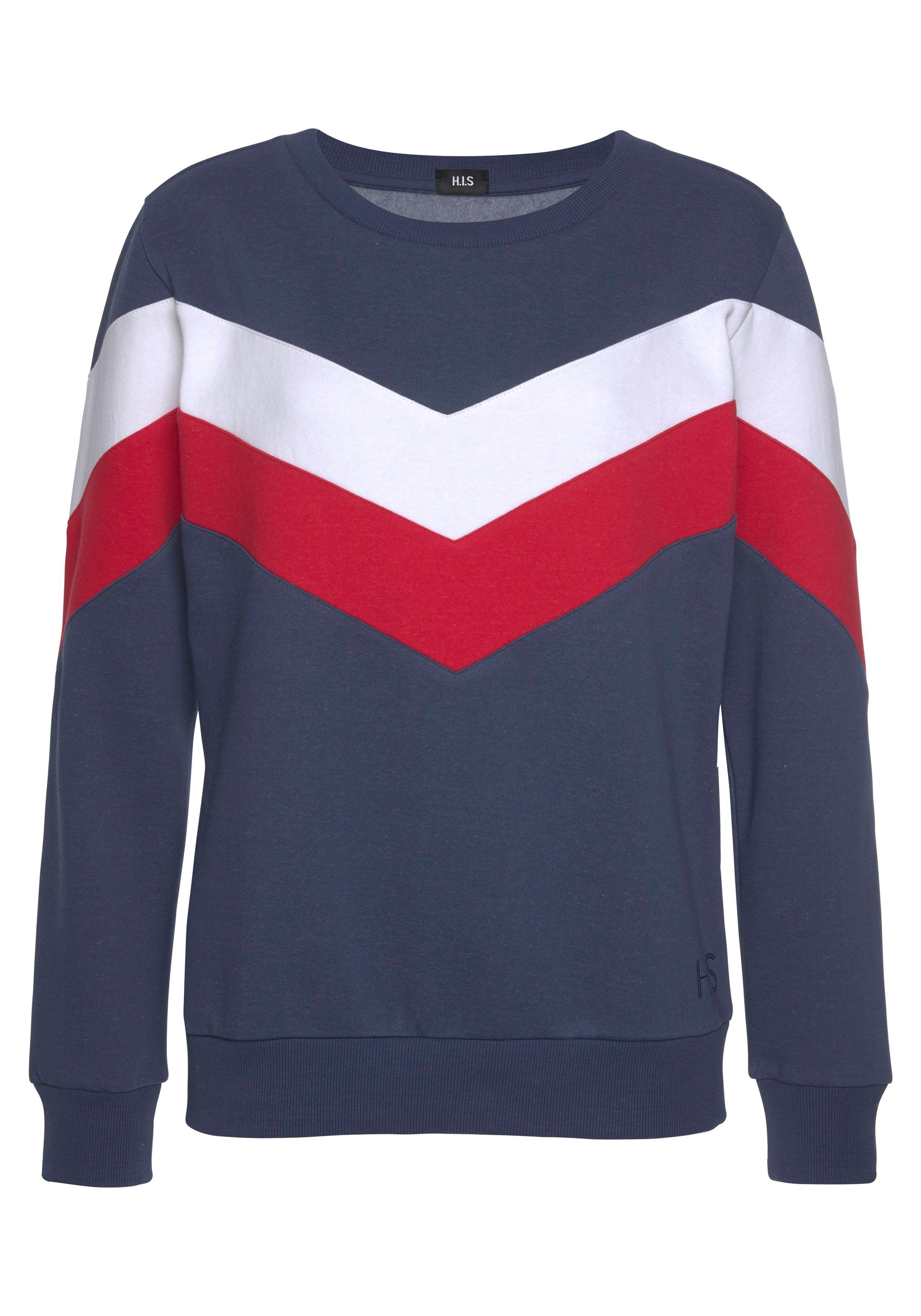 H.I.S Sweatshirt met contraststrepen aan de voorkant en mouwen, loungepak