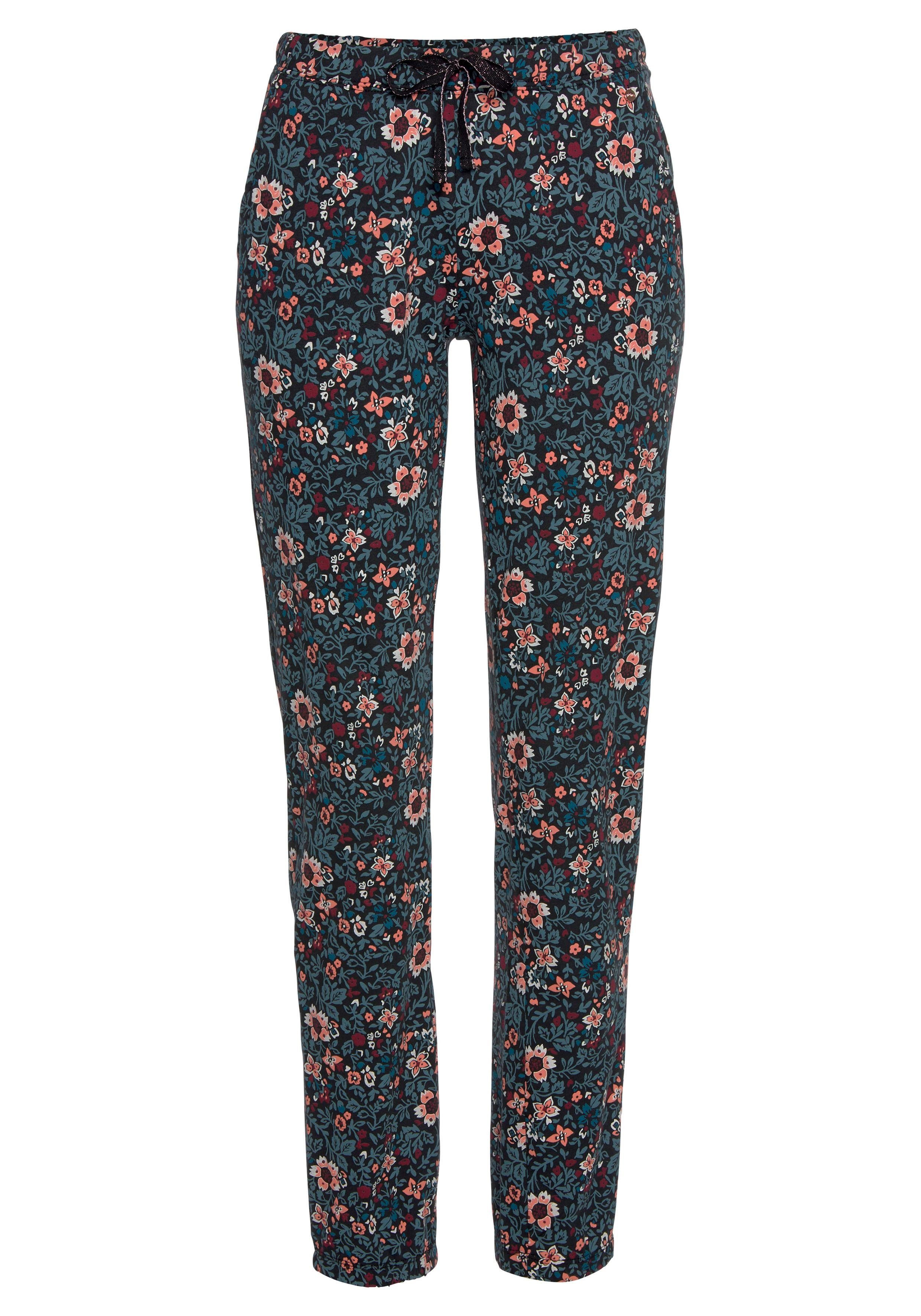 s.Oliver RED LABEL Beachwear Pyjamabroek met motief all-over en contrastkleurige koord