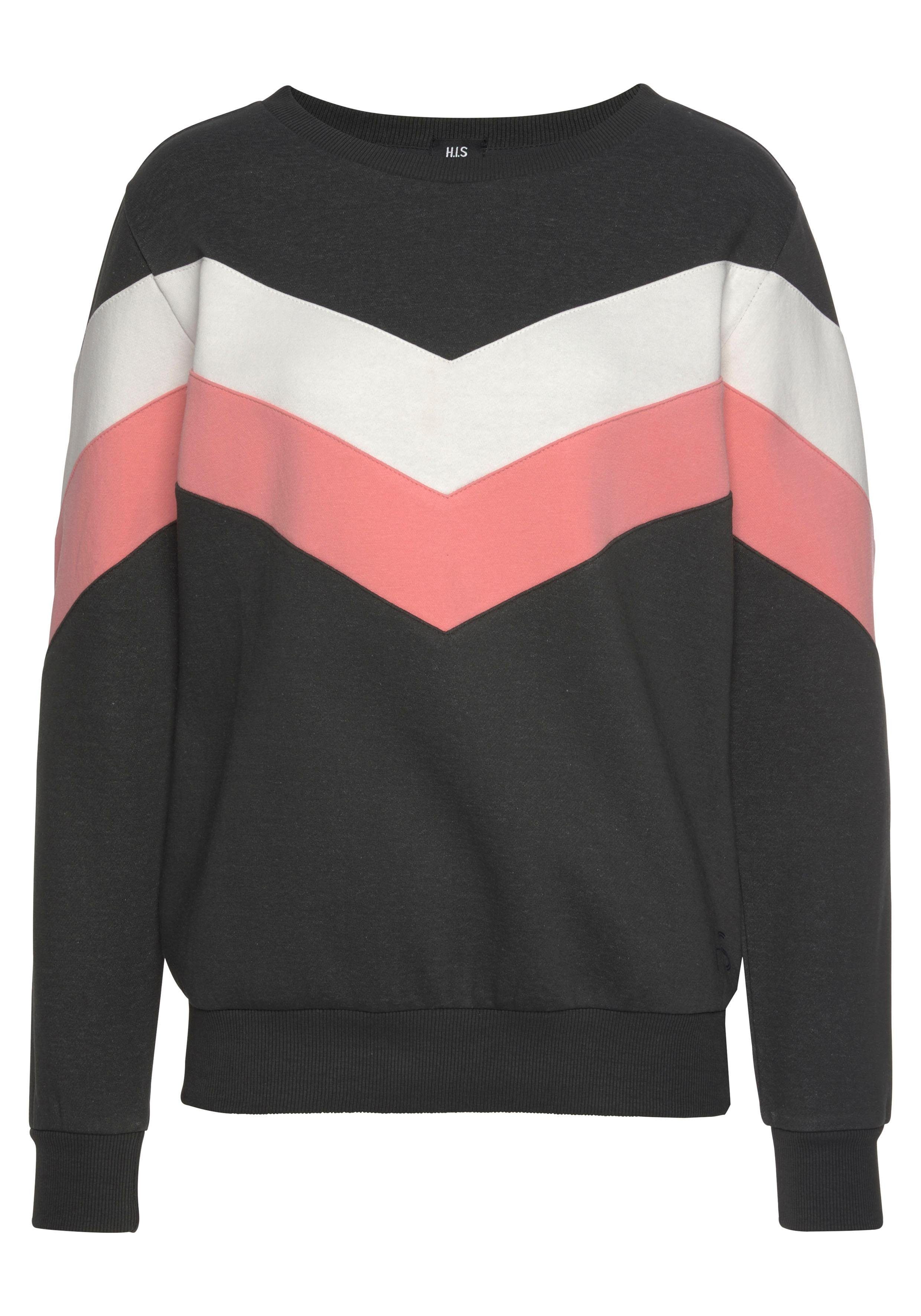 H.I.S Sweatshirt met contraststrepen aan de voorkant en mouwen, loungepak