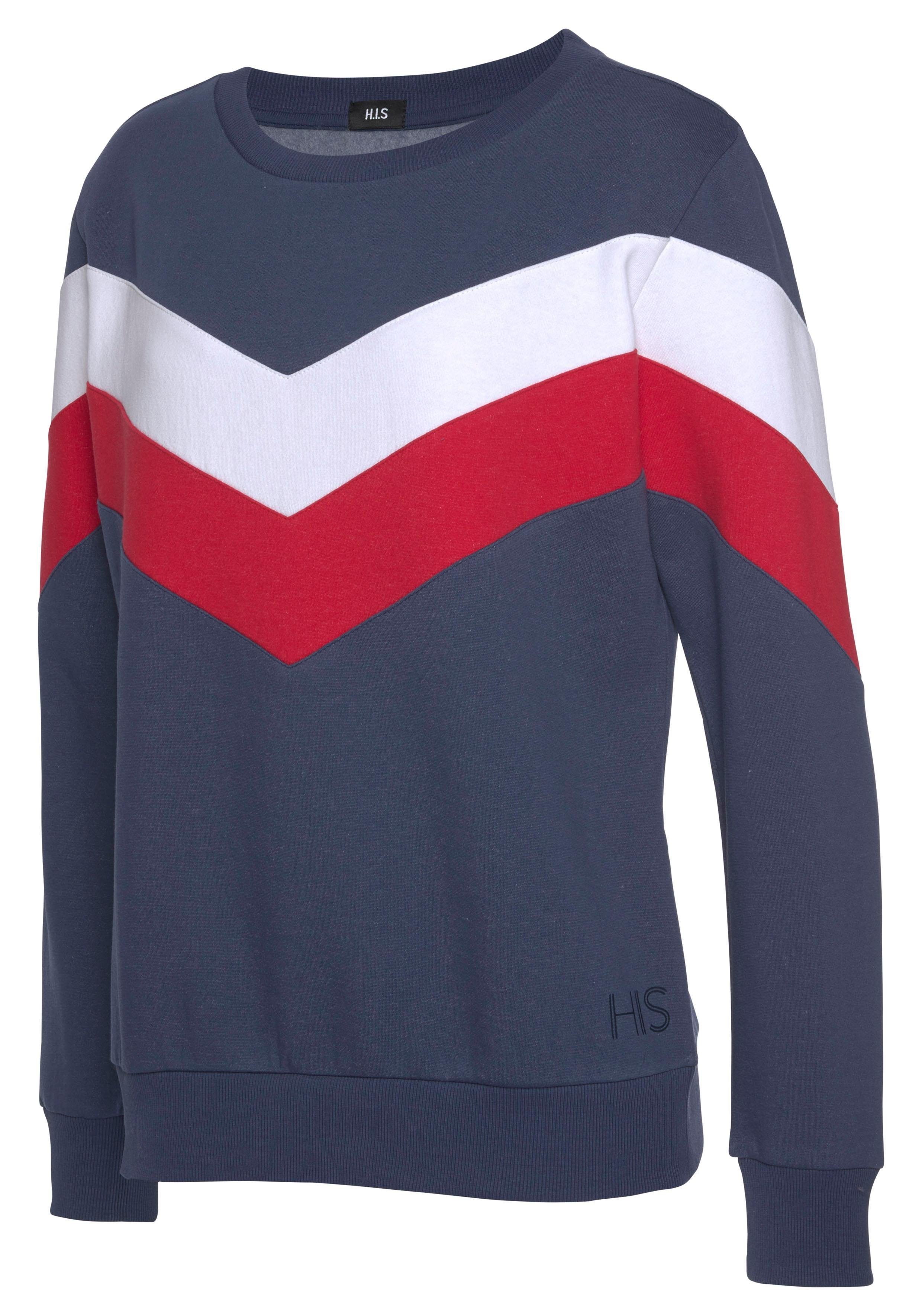 H.I.S Sweatshirt met contraststrepen aan de voorkant en mouwen, loungepak