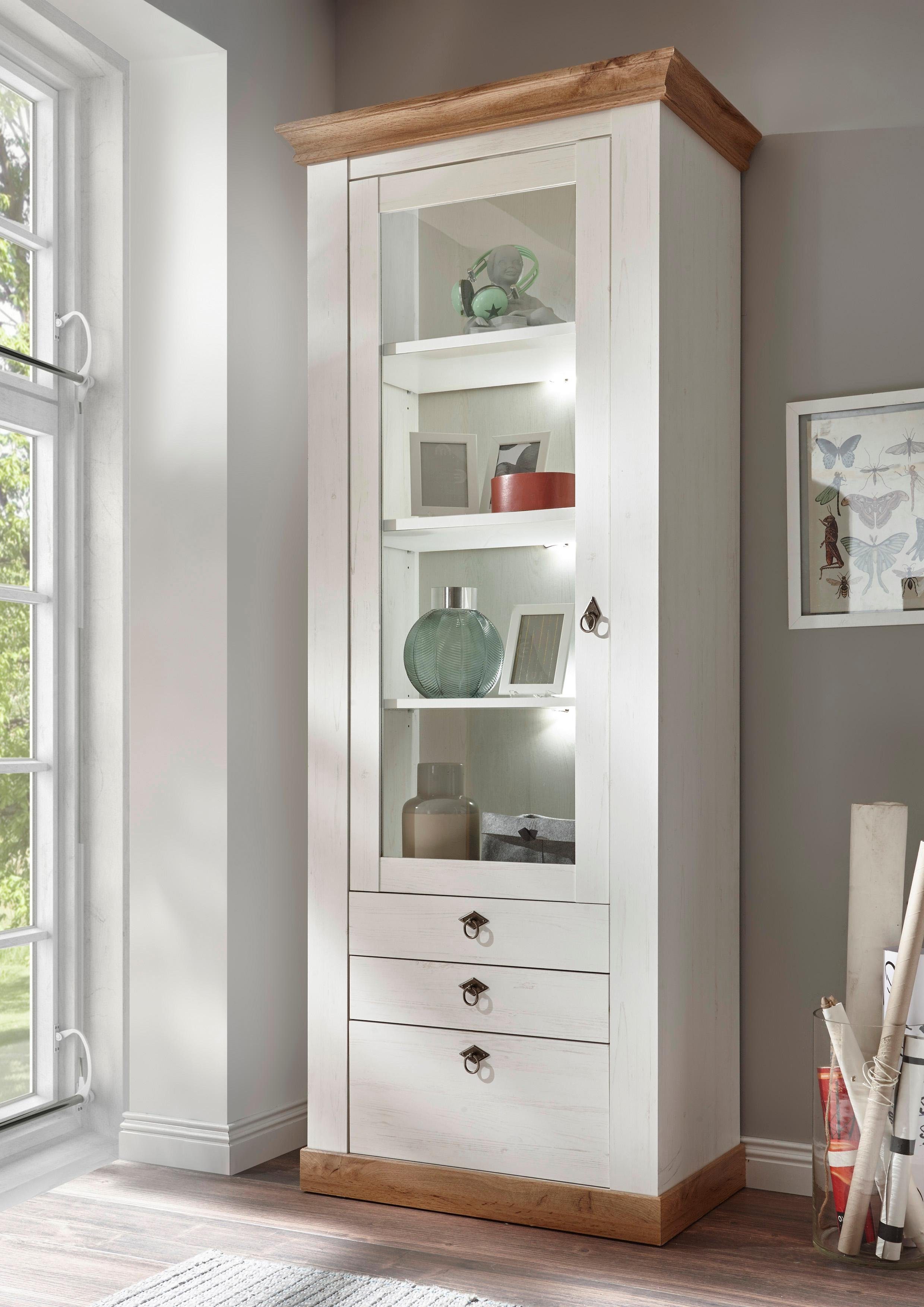 Home affaire Vitrinekast Cremona Hoogte 204 cm vitrinekasten wit