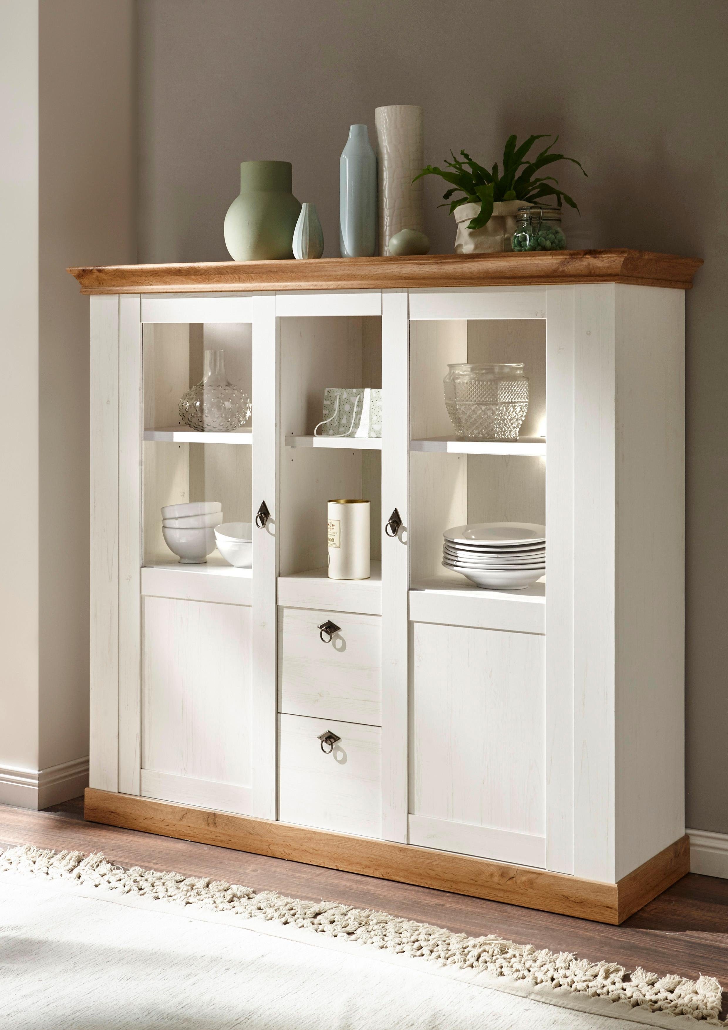 Home affaire Highboard Cremona Breedte 148 cm highboards maat 148x47x139 cm wit