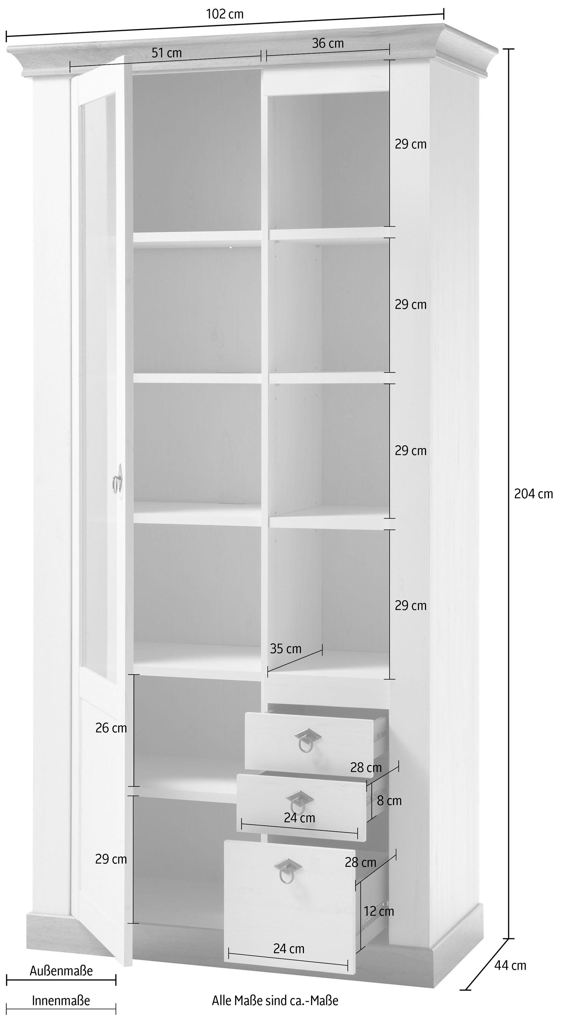 Home affaire Vitrinekast Cremona Hoogte 204 cm