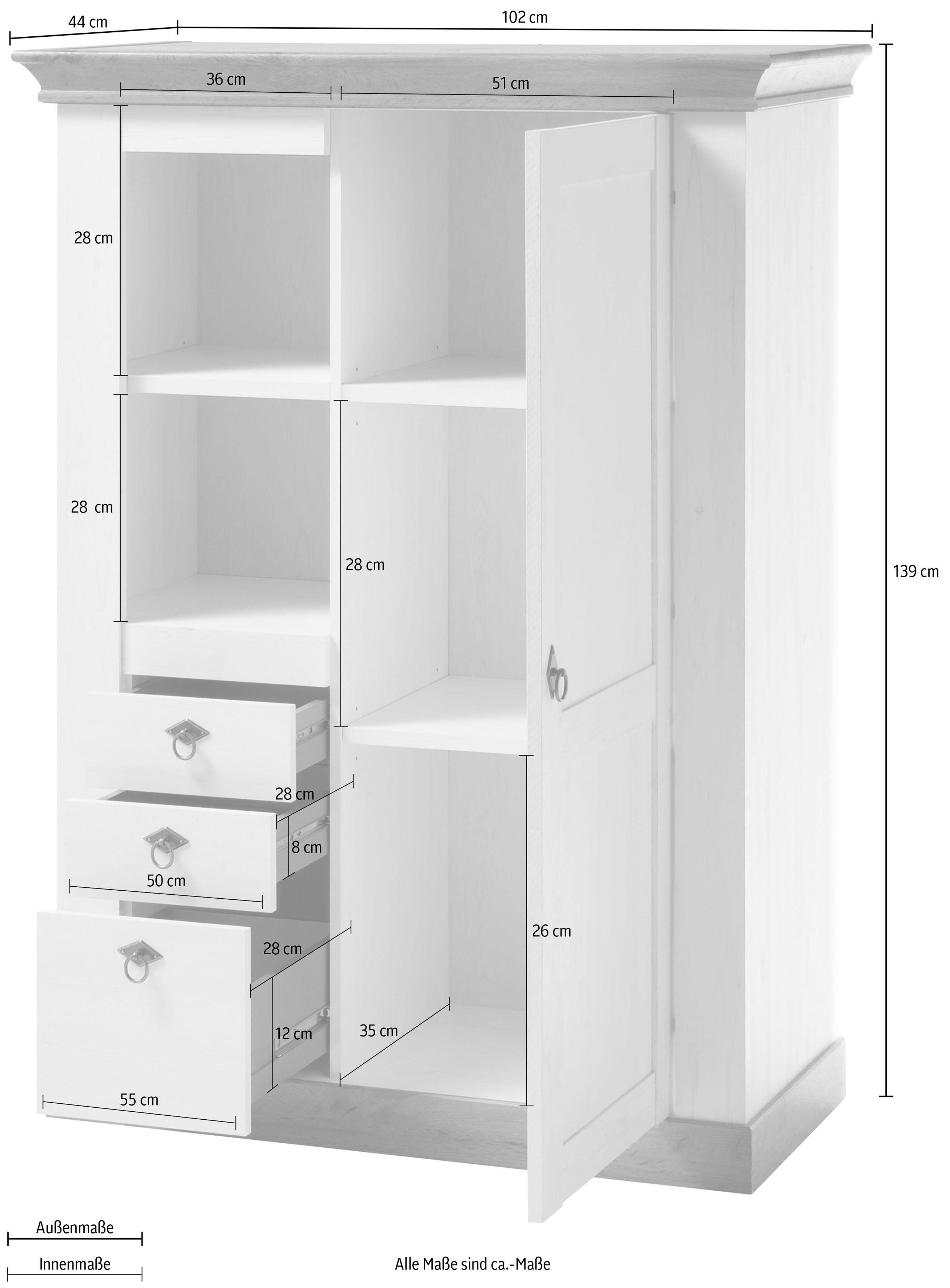 Home affaire Highboard Cremona Hoogte 139 cm