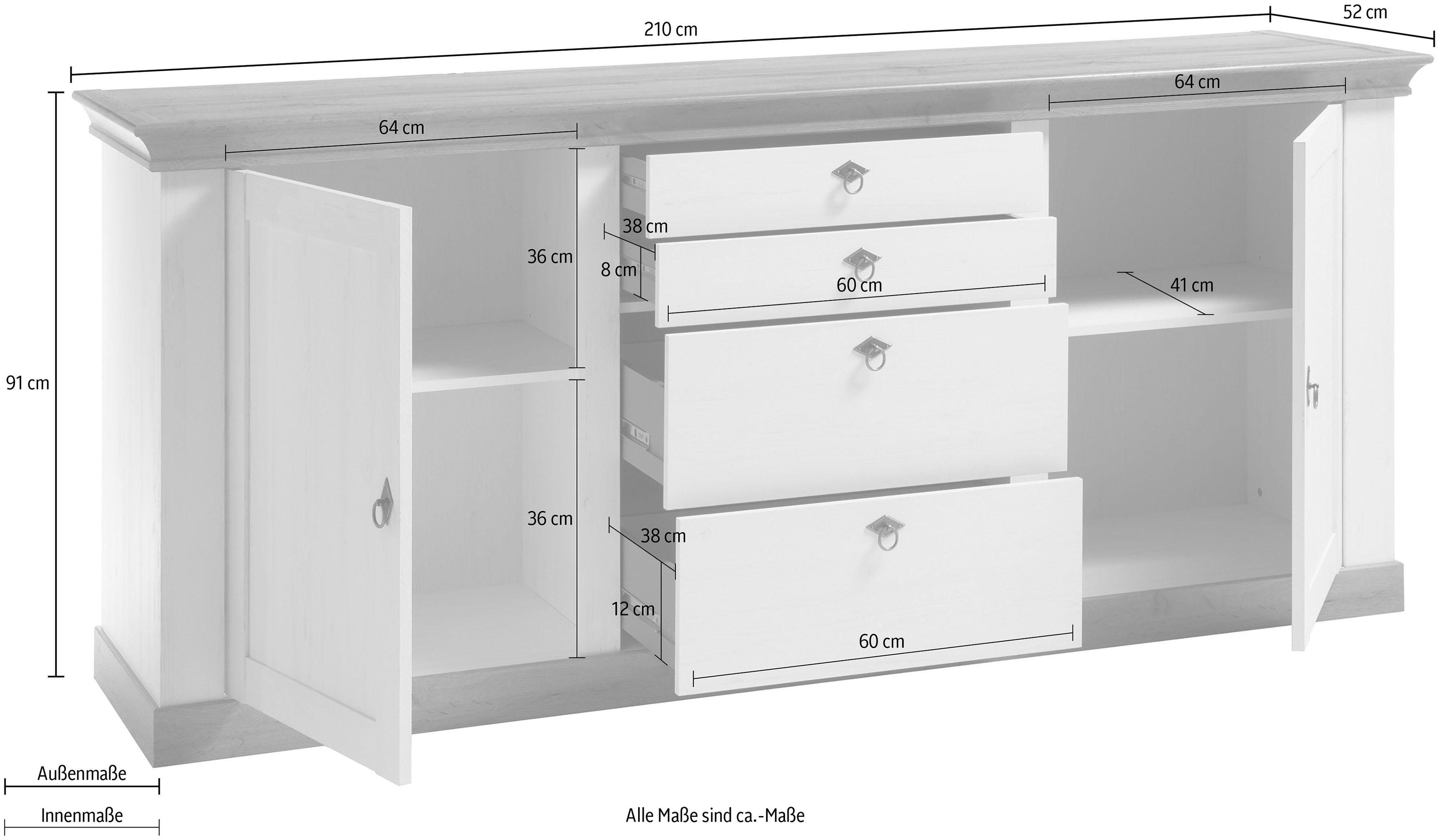 Home affaire Dressoir Cremona Breedte 210 cm