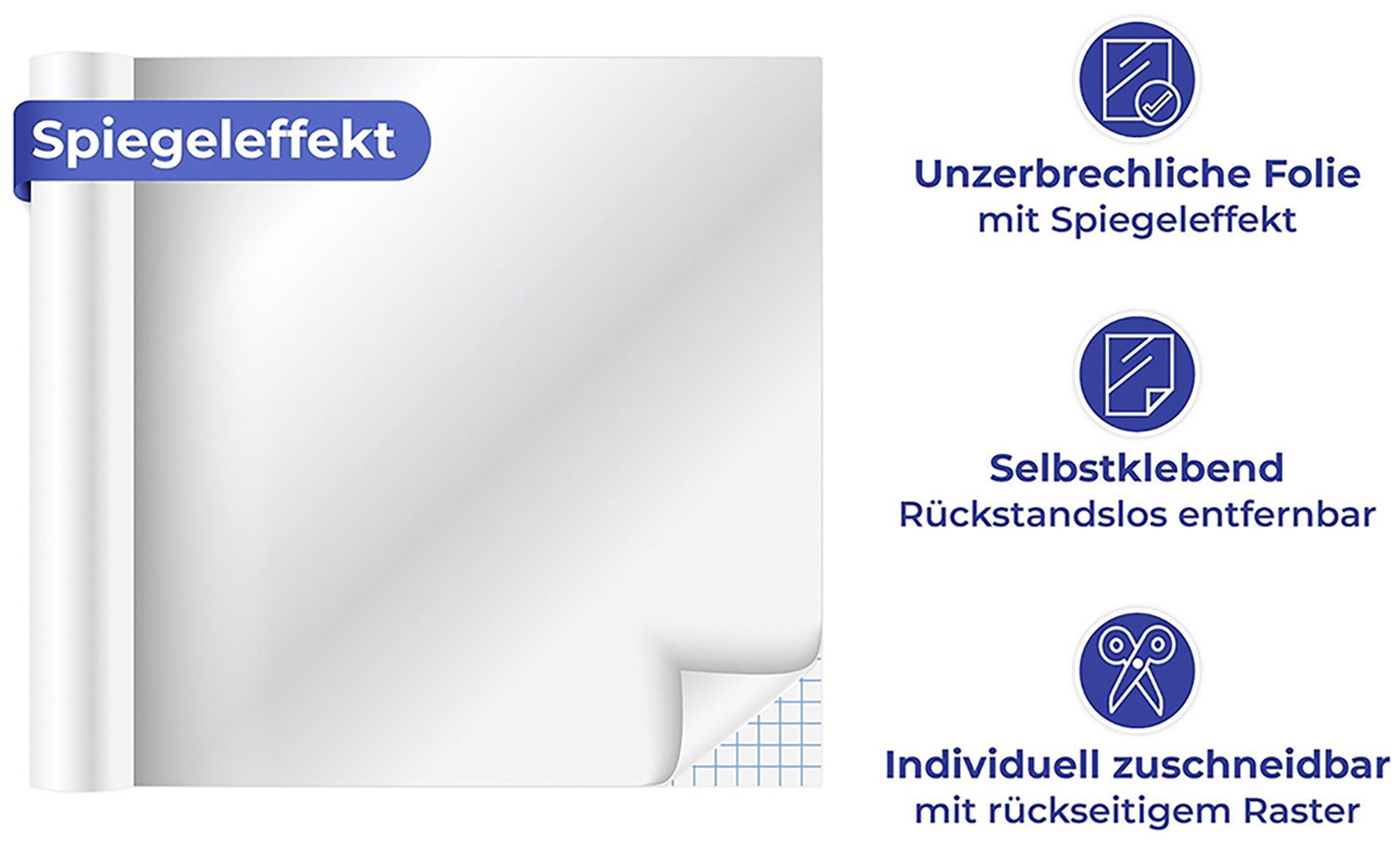 Maximex Decoratiefolie Spiegel-effect folie 150x58 cm, op maat snijden, zelfklevend, voor muur, deur of kast (set, 2 stuks)