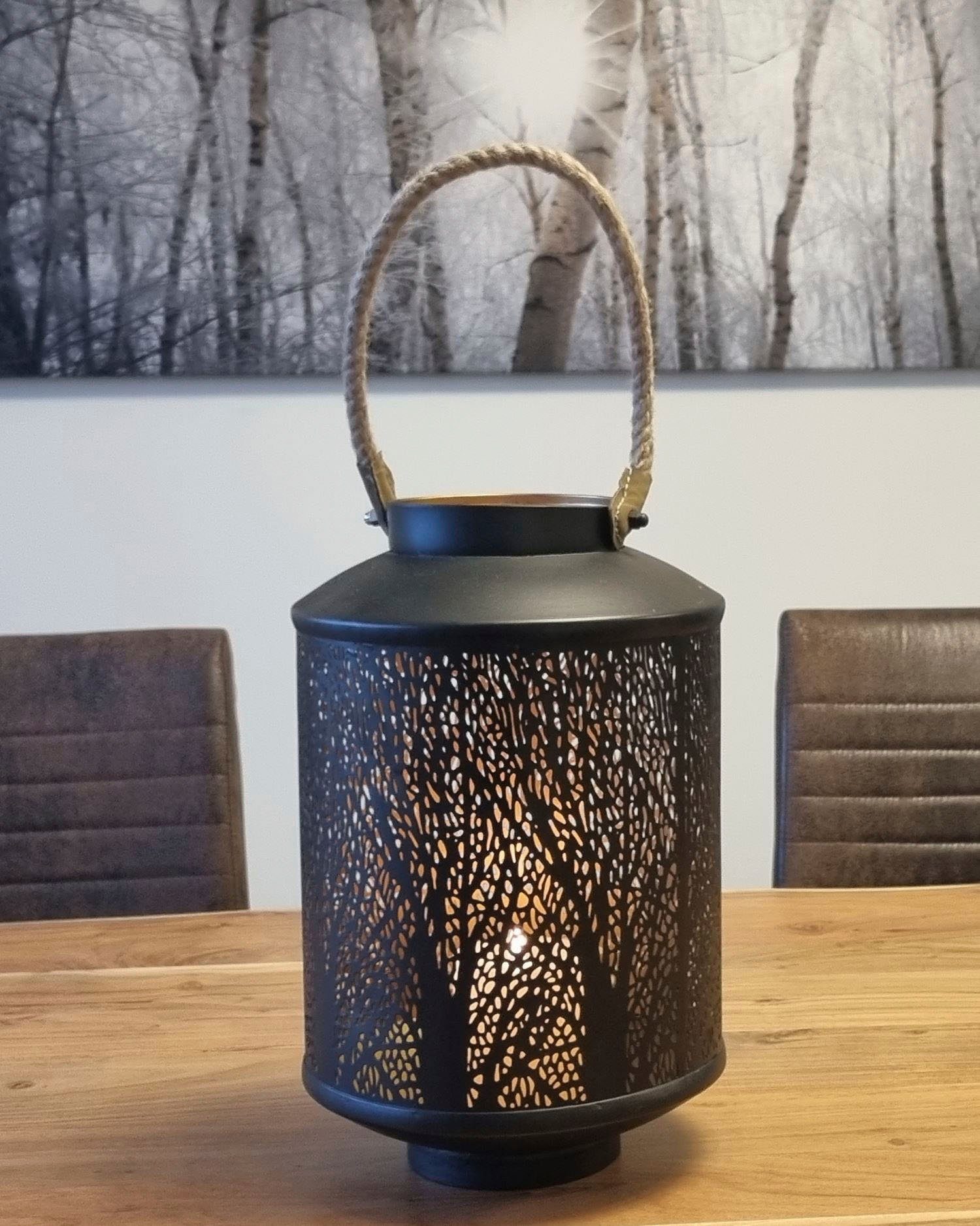 Ambiente Haus Lantaarn met kaars Lantaarn bosmotief, handvat met touw - (H) 50 cm (1 stuk)