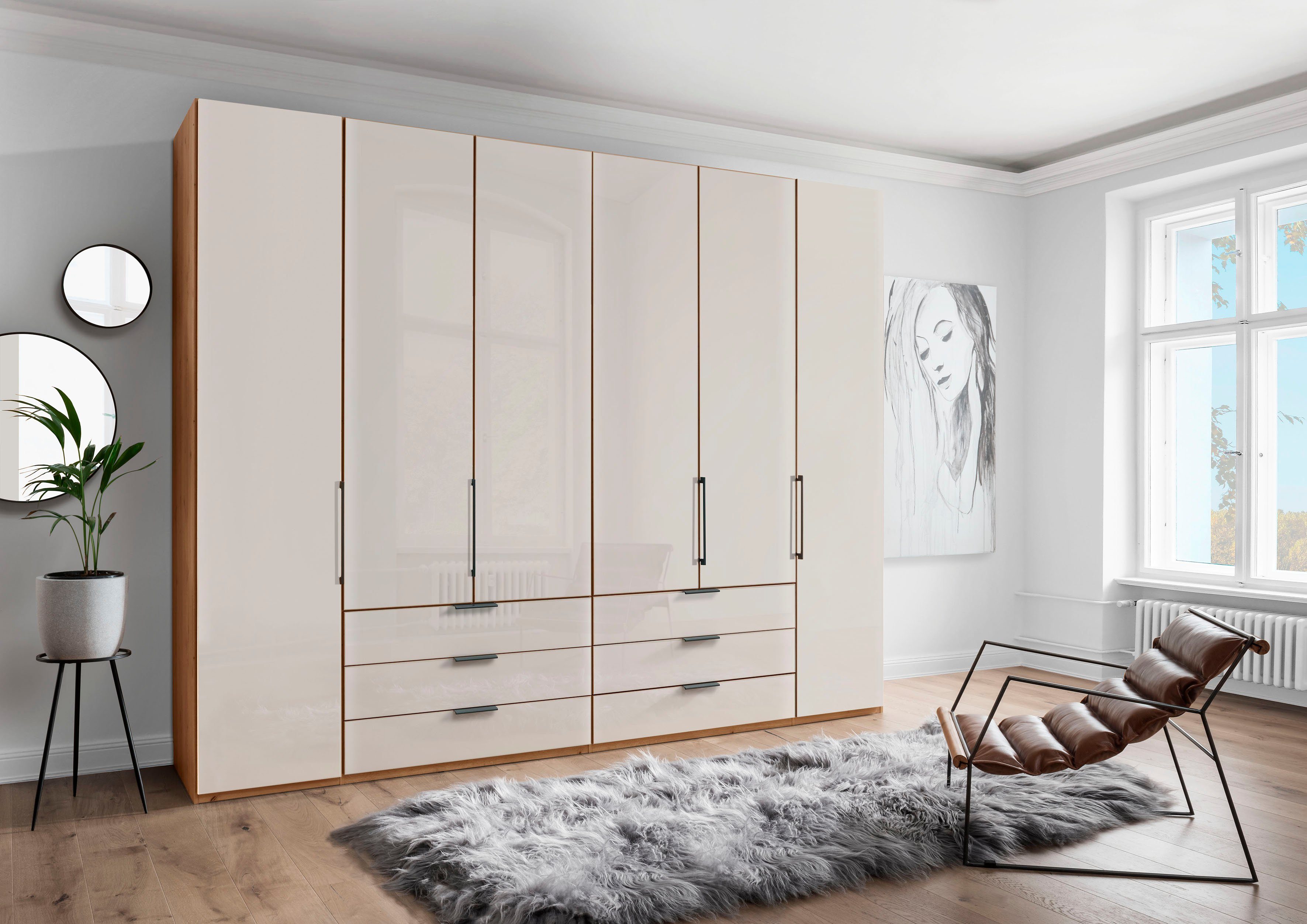 WIEMANN Vouwdeurkast Monaco, Kledingkast, Kast, Linnenkast, met elegant glazen front
