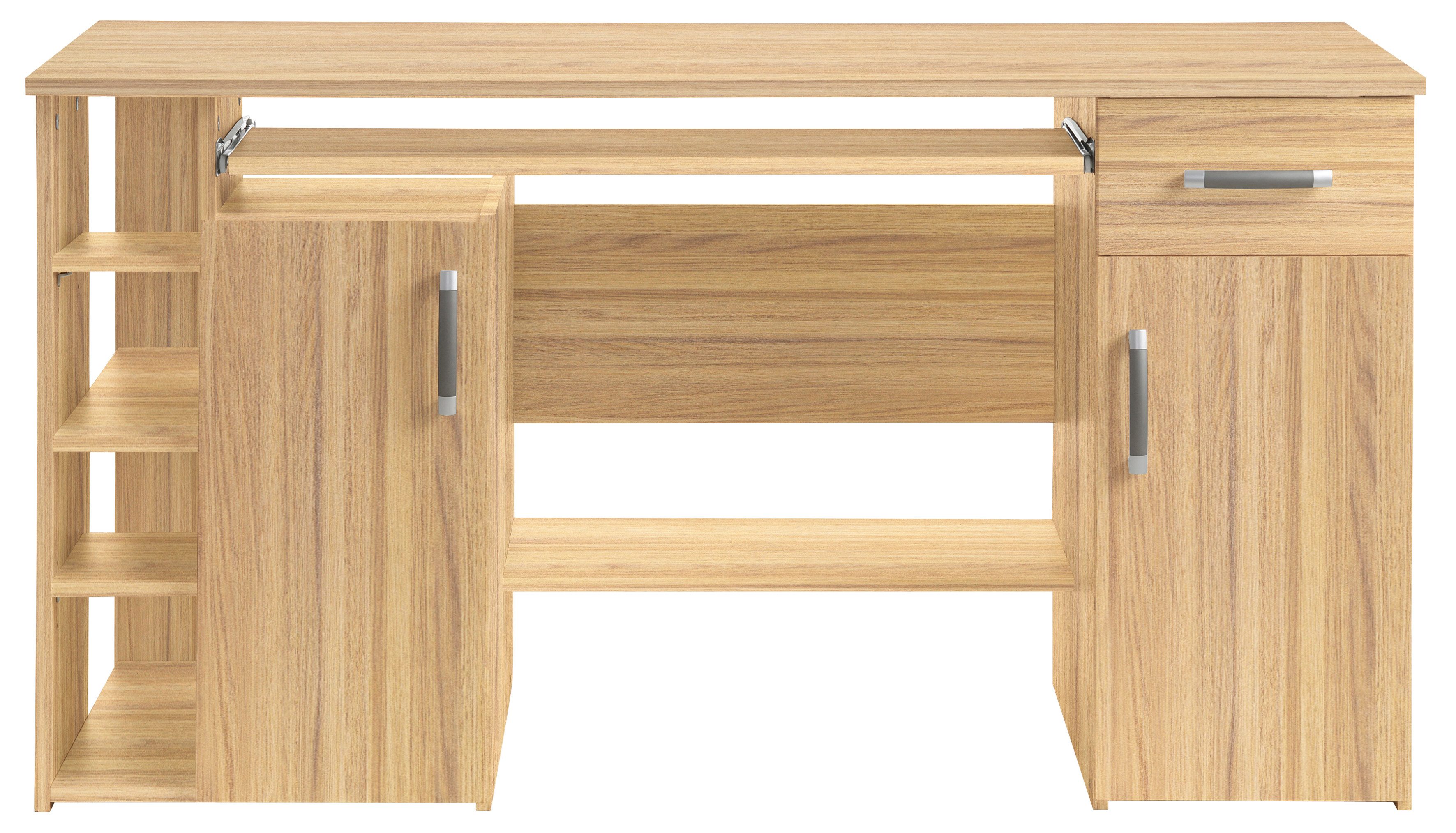 VOGL Möbelfabrik Bureau Tim met zijopen vakken & toetsenborduitrekking, Printerstandaard, 1 lade, breedte 138 cm, gemaakt in Duitsland