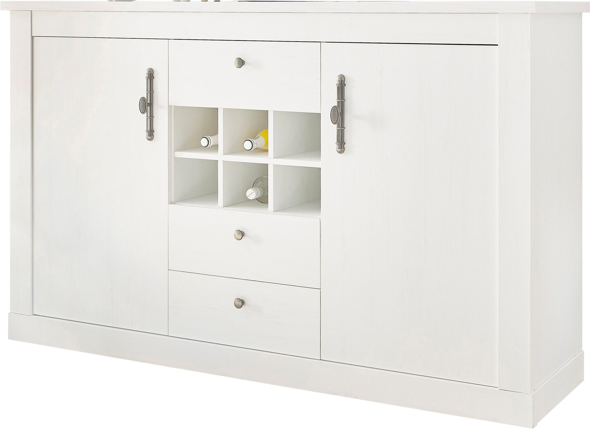 Home affaire Dressoir Ravenna in romantische landelijke stijl, grepen van metaal, breedte 166 cm