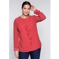 sheego blouse met lange mouwen met ruches in een iets transparante kwaliteit rood