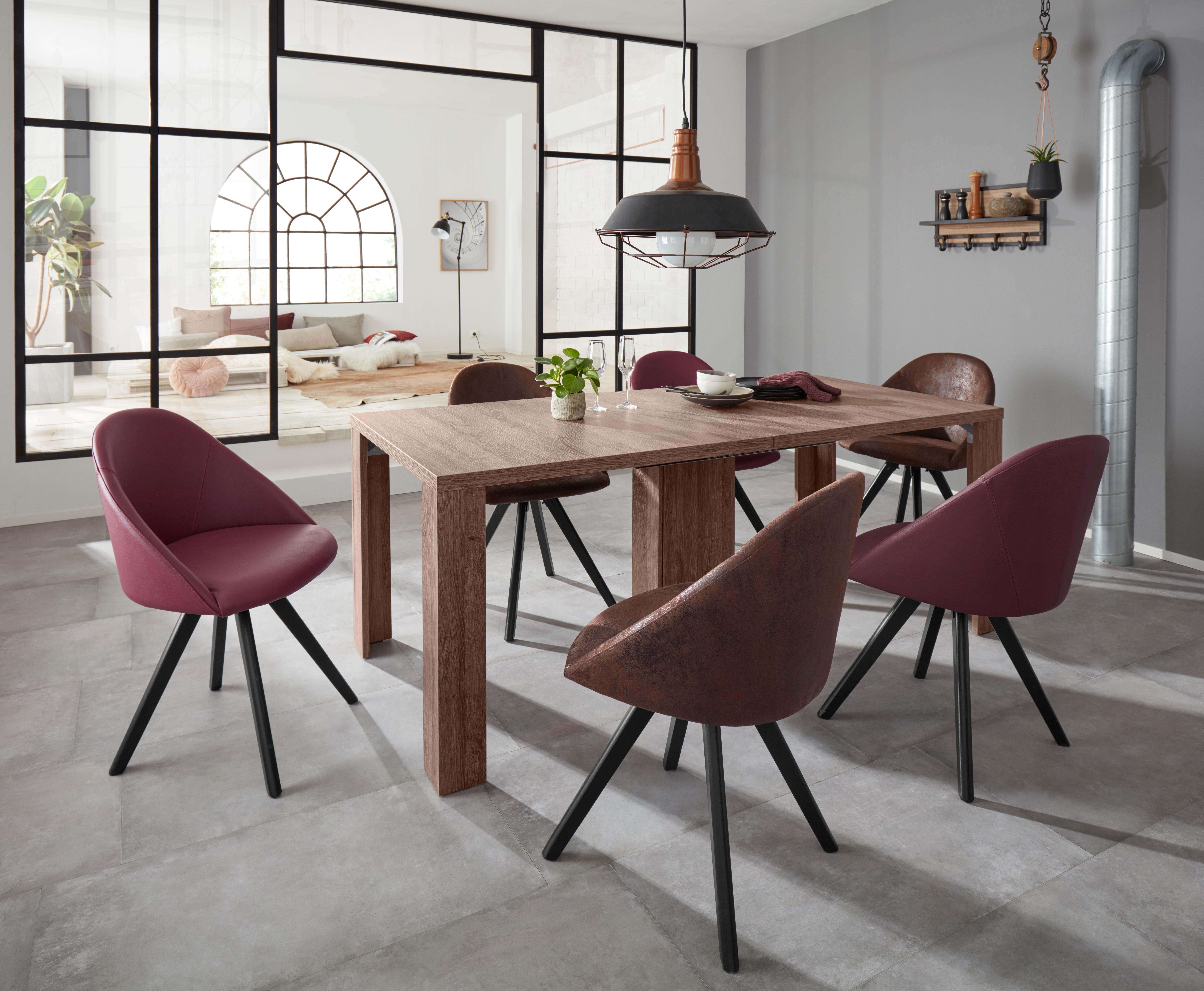 Home affaire Stoel met 4 poten LOTOS Bekleding van echt leer en frame van eiken massief hout (set, 2 stuks)