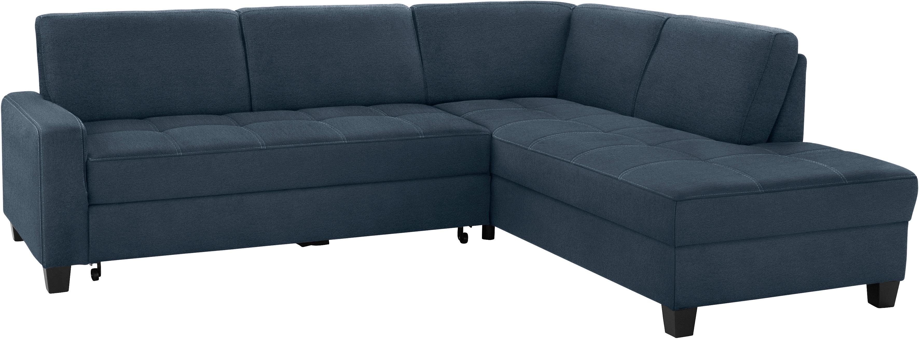 DOMO collection Hoekbank Florentina tijdloos en elegant, zitnaden als designelement, L-vorm keuze met slaapfunctie, met contrastnaad, comfortabele zithoogte 47 cm