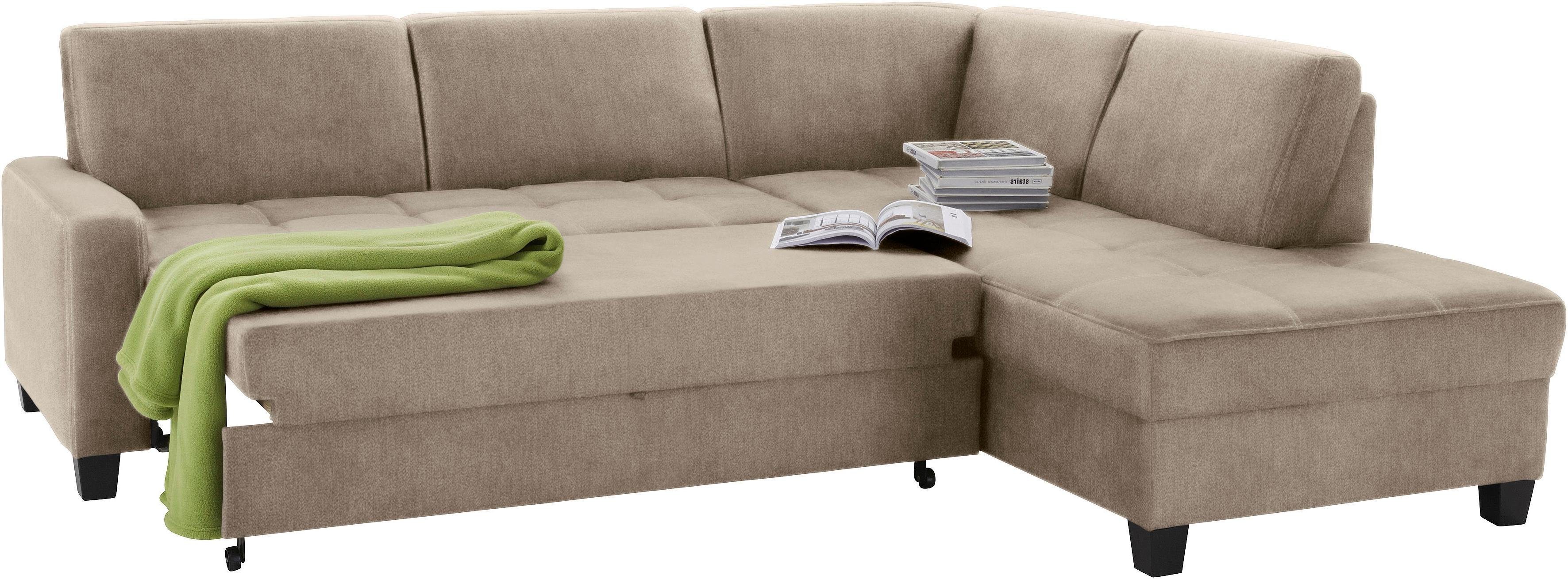 DOMO collection Hoekbank Florentina tijdloos en elegant, zitnaden als designelement, L-vorm keuze met slaapfunctie, met contrastnaad, comfortabele zithoogte 47 cm