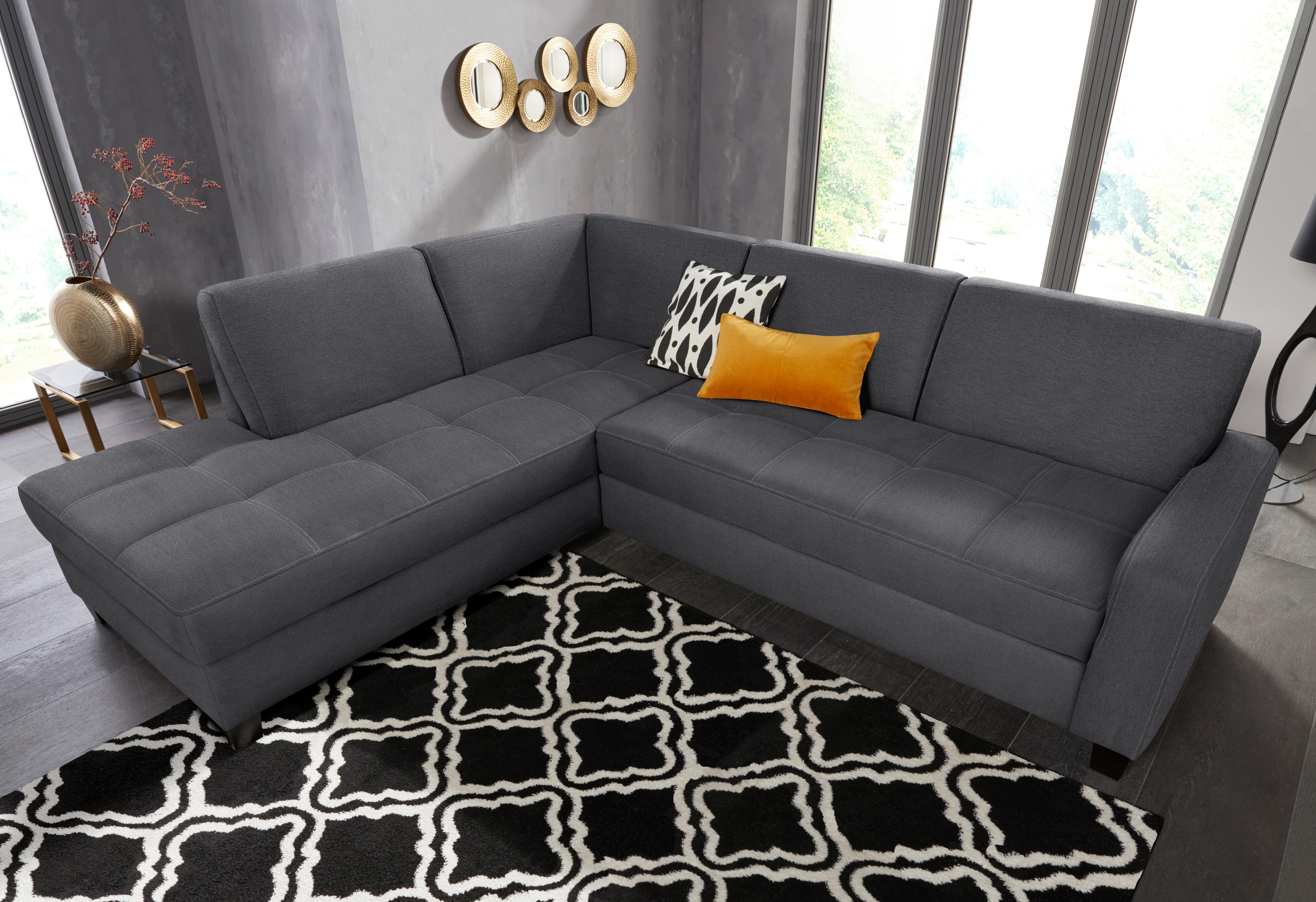 DOMO collection Hoekbank Florentina zeitlos und elegant, Sitznähte als Designelement, L-Form naar keuze met slaapfunctie, met contrastnaad
