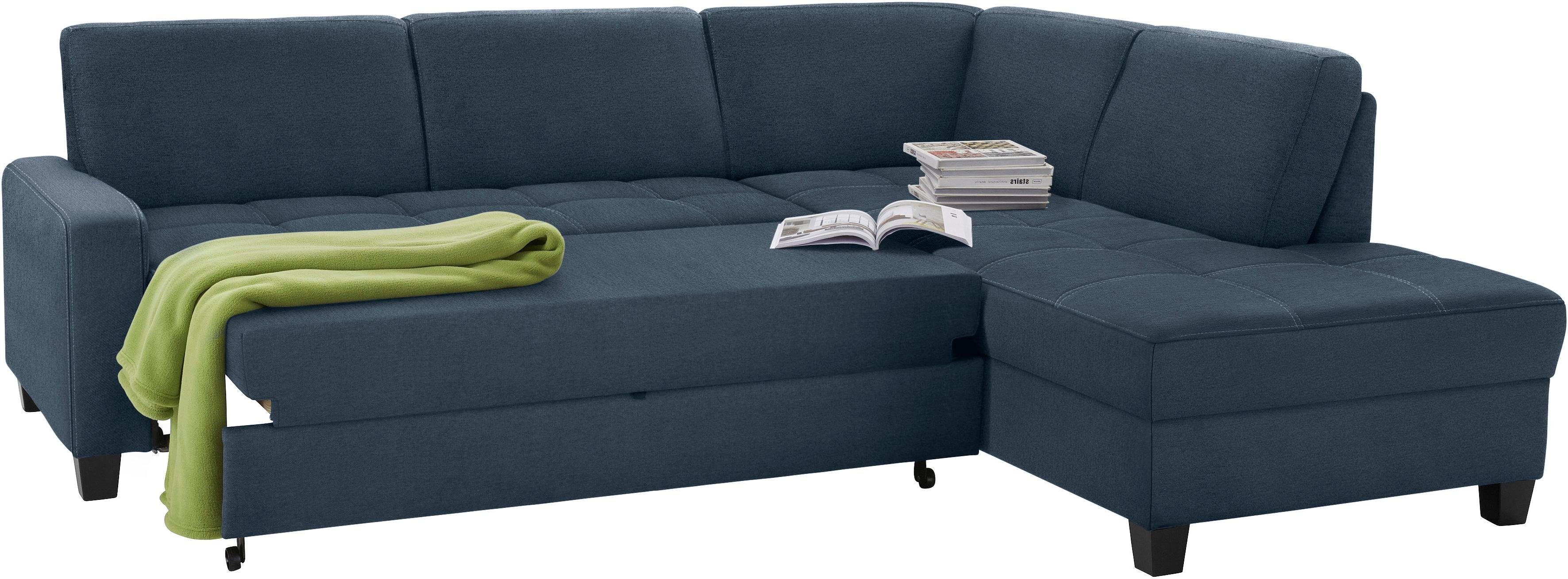 DOMO collection Hoekbank Florentina tijdloos en elegant, zitnaden als designelement, L-vorm keuze met slaapfunctie, met contrastnaad, comfortabele zithoogte 47 cm
