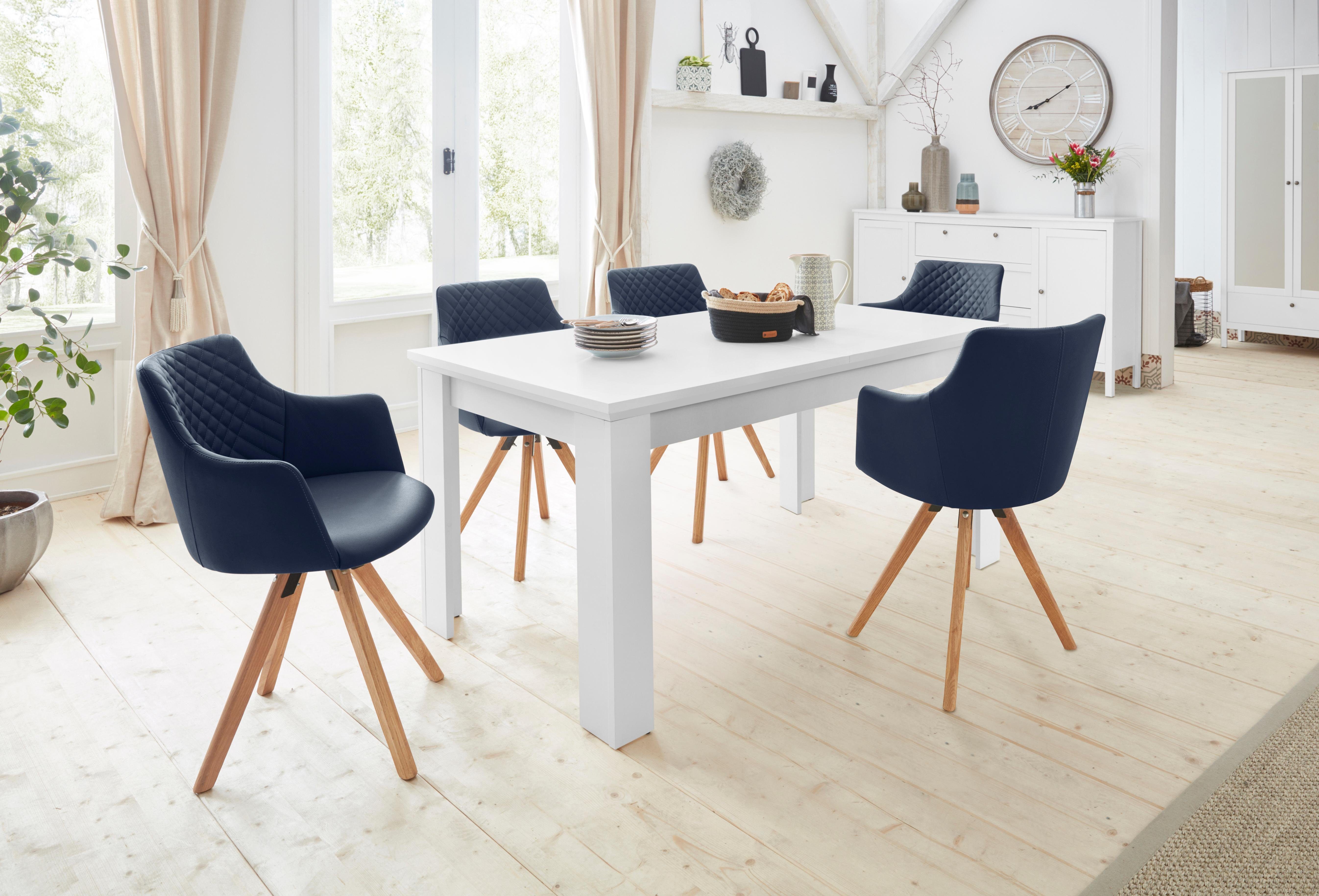 Home affaire Stoel met armleuningen LISABON met draaifunctie, bekleding van leer, frame van eiken massief hout geolied (set, 2 stuks)