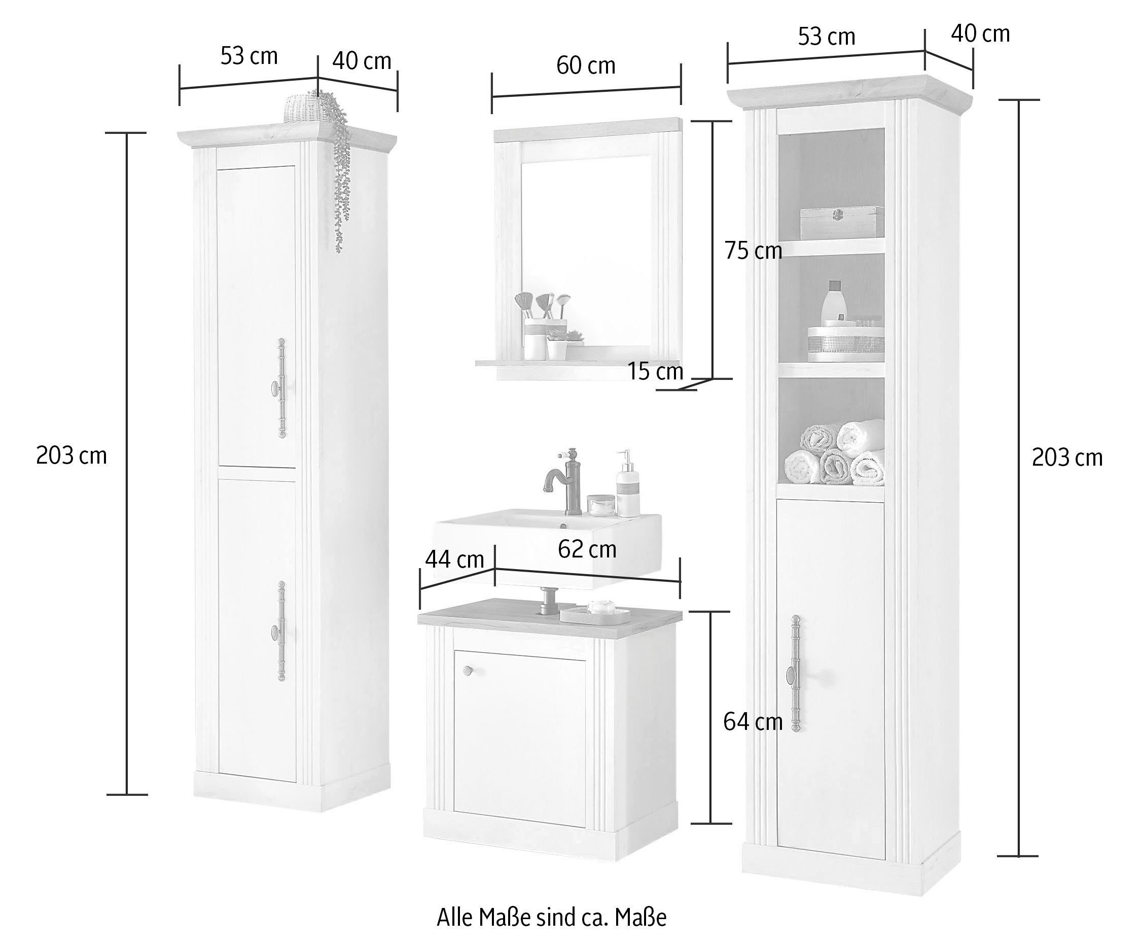 Home affaire Badkamerserie WESTMINSTER, badkamer in landhuisstijl, 4-delig badkamer (4-delig)