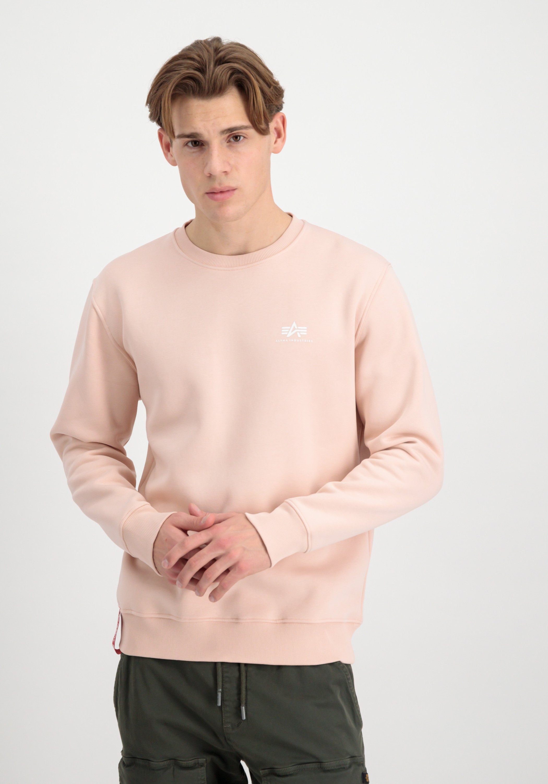 Alpha Industries Sweater Alpha Industries Men - Sweatshirts Basic Sweater Small Logo heren sweaters maat XS roze