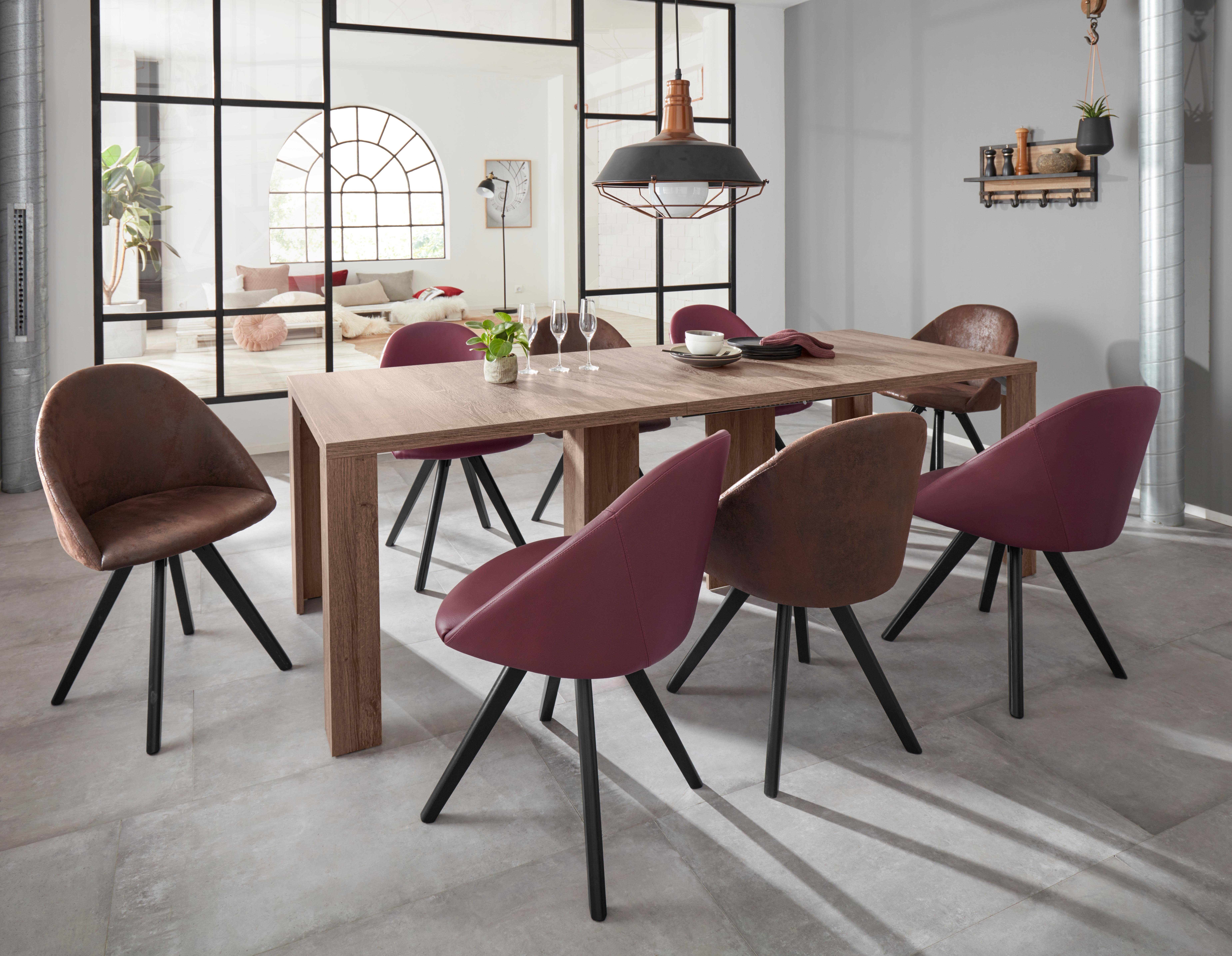 Home affaire Stoel met 4 poten LOTOS Bekleding van echt leer en frame van eiken massief hout (set, 2 stuks)
