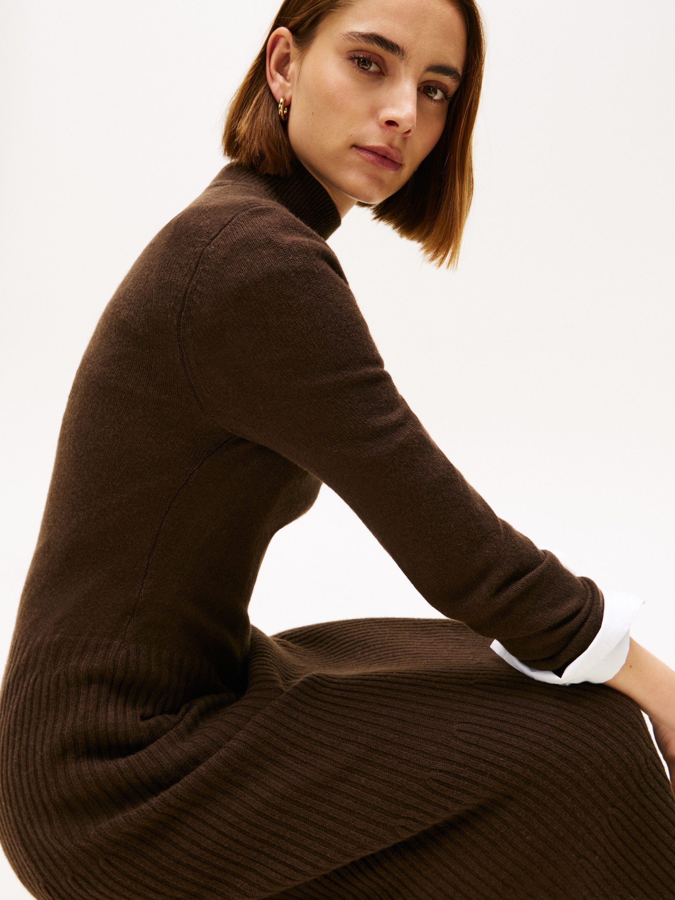 Tommy Hilfiger Gebreide jurk SOFT WOOL LS MOCK-NK SWT DRESS