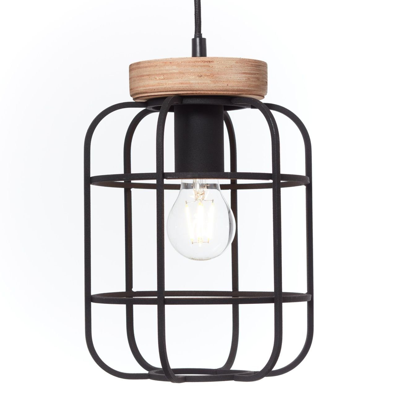 Brilliant Leuchten Hanglamp Gwen 142 cm hoogte, 100 cm breedte, 3x e27, antiek hout/zwart korund (1 stuk)