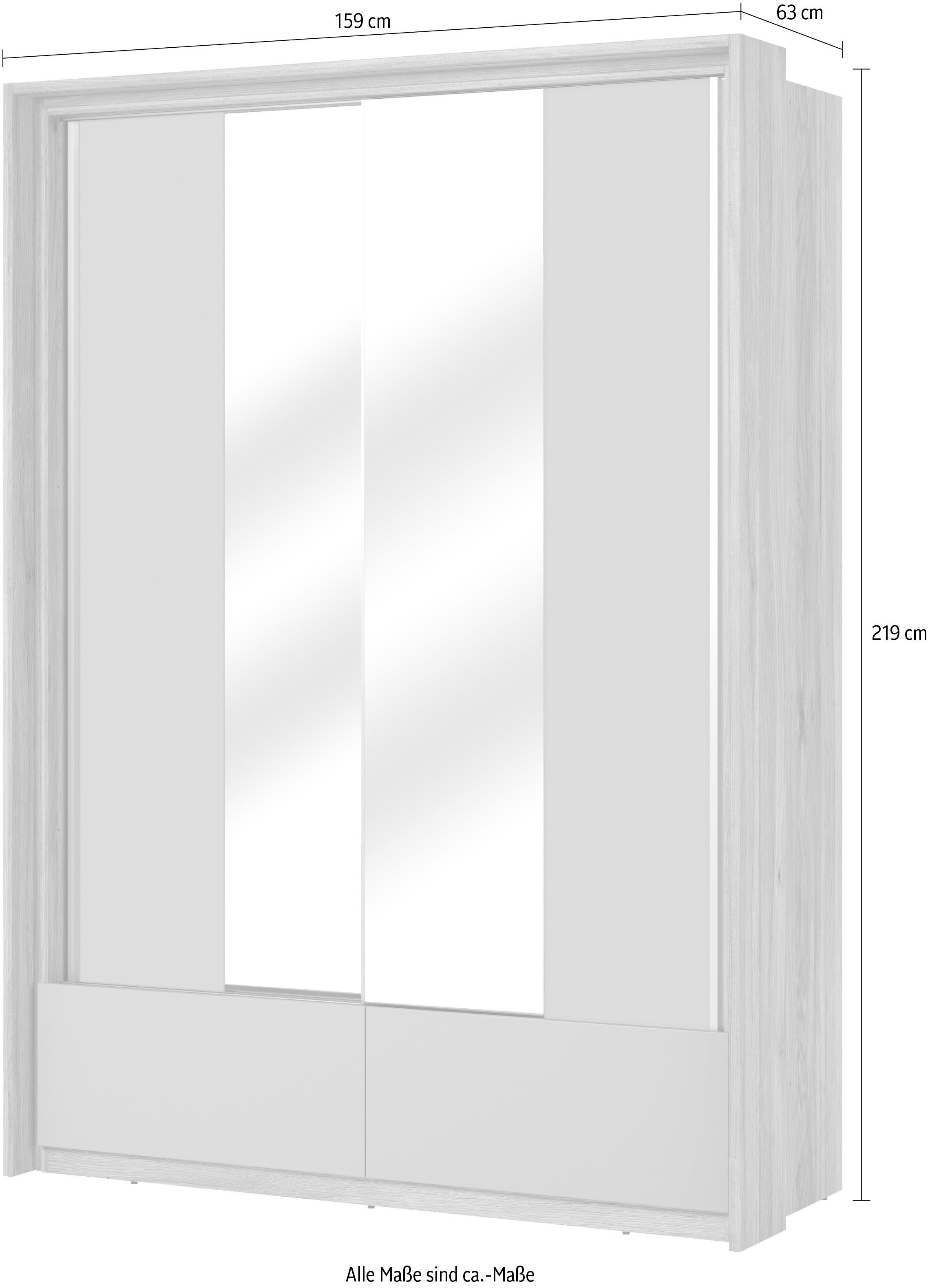 INOSIGN Schuifdeurkast Wharton, Breedte 159 of 209 cm, Kledingkast incl. Binneninrichting