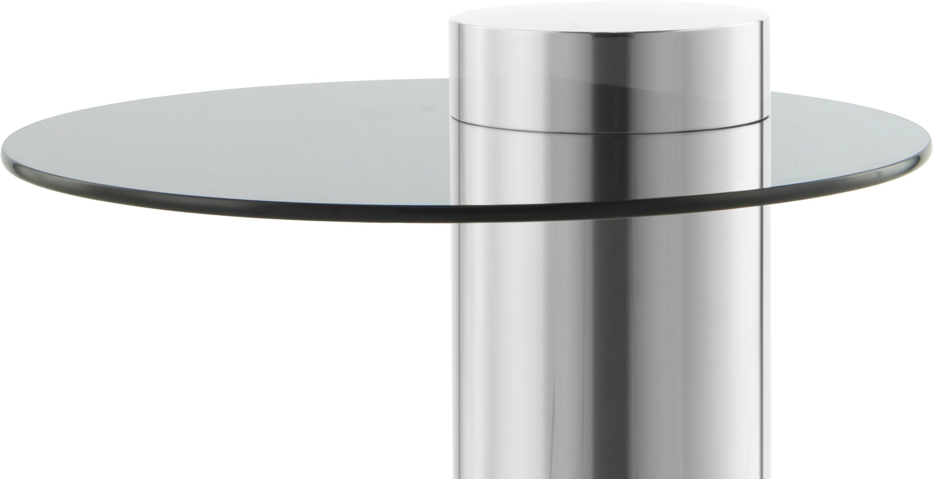 Kayoom Bijzettafel Ontario 125, ronde glasplaat van veiligheidsglas, 100% roestvrij staal (1 stuk)