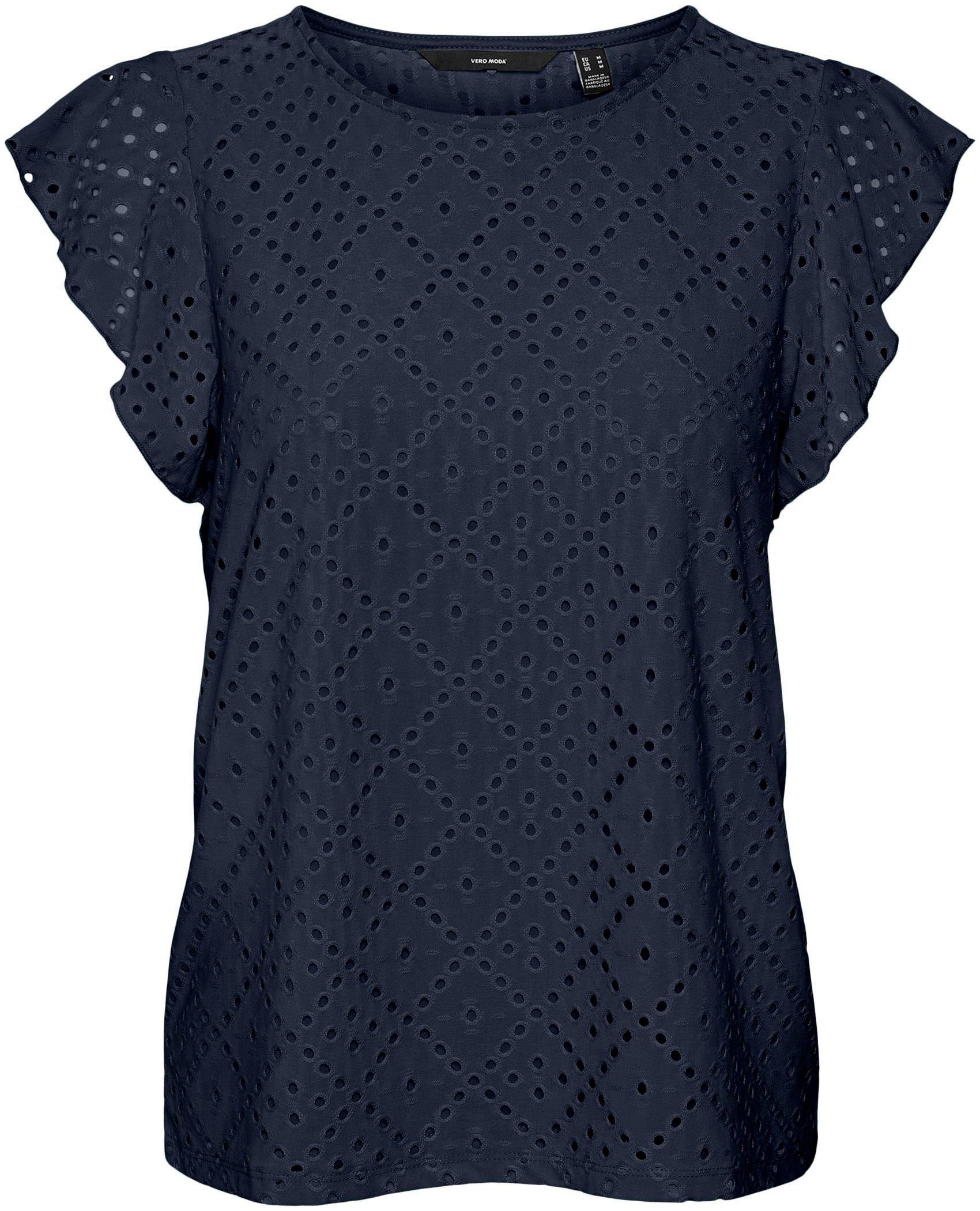 Vero Moda Shirt met ronde hals VMTASSA SL FRILL TOP NOOS