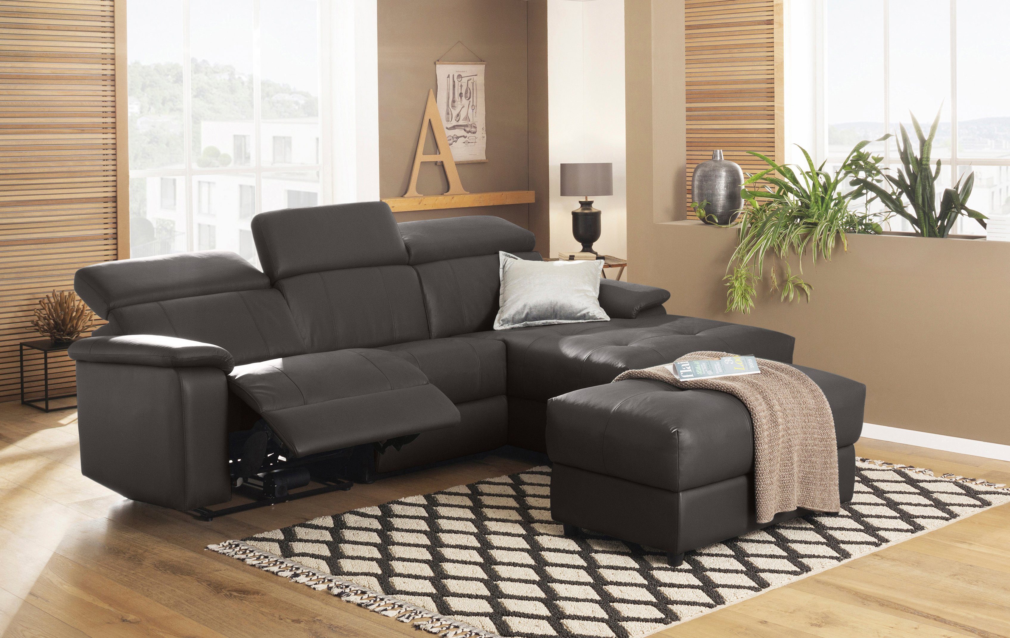 Home affaire Hoekbank Binado, L-vorm, met handmatige of elektrische relaxfunctie met usb-aansluiting