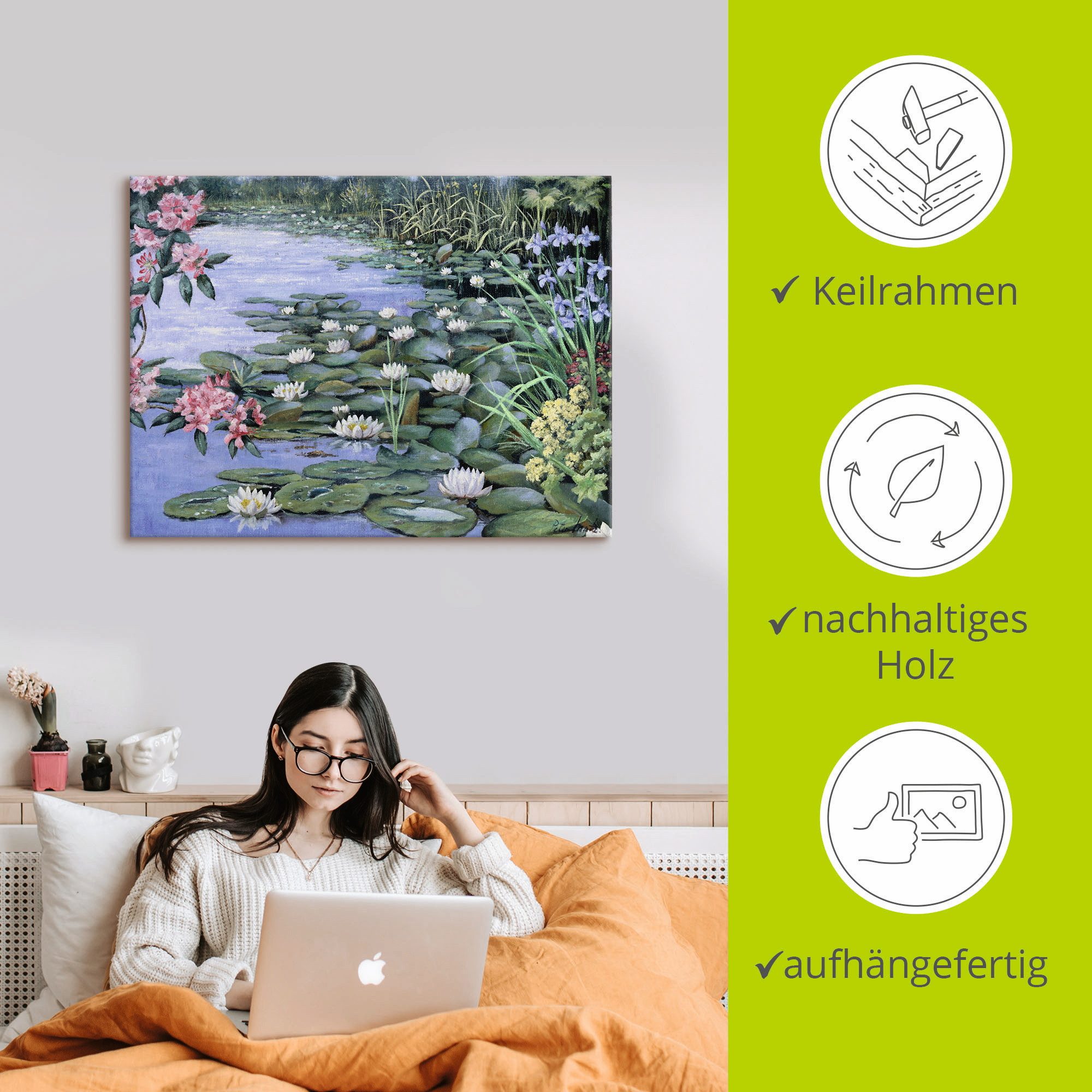 Artland Artprint op linnen Het meer gespannen op een spieraam