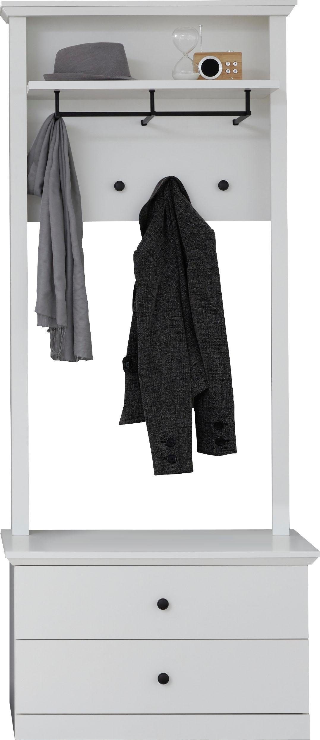 Home affaire Halmeubelset Örebro tijdloze landelijke stijl, volledig uittrekbaar (set, 2-delig) wandkapstokken wit