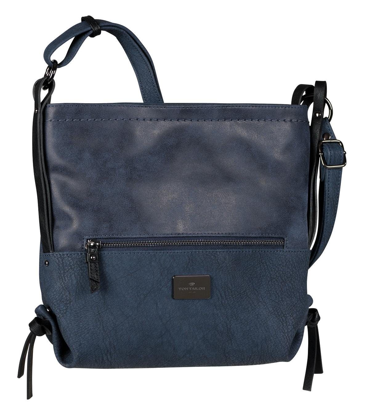 Tom Tailor Schoudertas ELIN FLASH met bandjesapplicatie dames schoudertassen maat 28,5 x 26 x 9 cm blauw